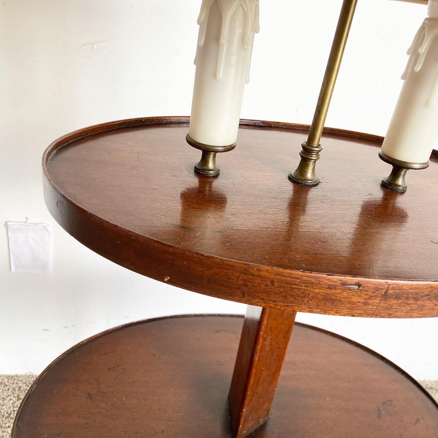 British Colonial Antique Faux Candle Floor Lamp Side Table For Sale