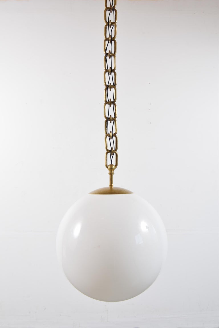 Antique Faux Brass Chain and Milk Glass Sphere Pendant Light at 1stDibs globe pendant light