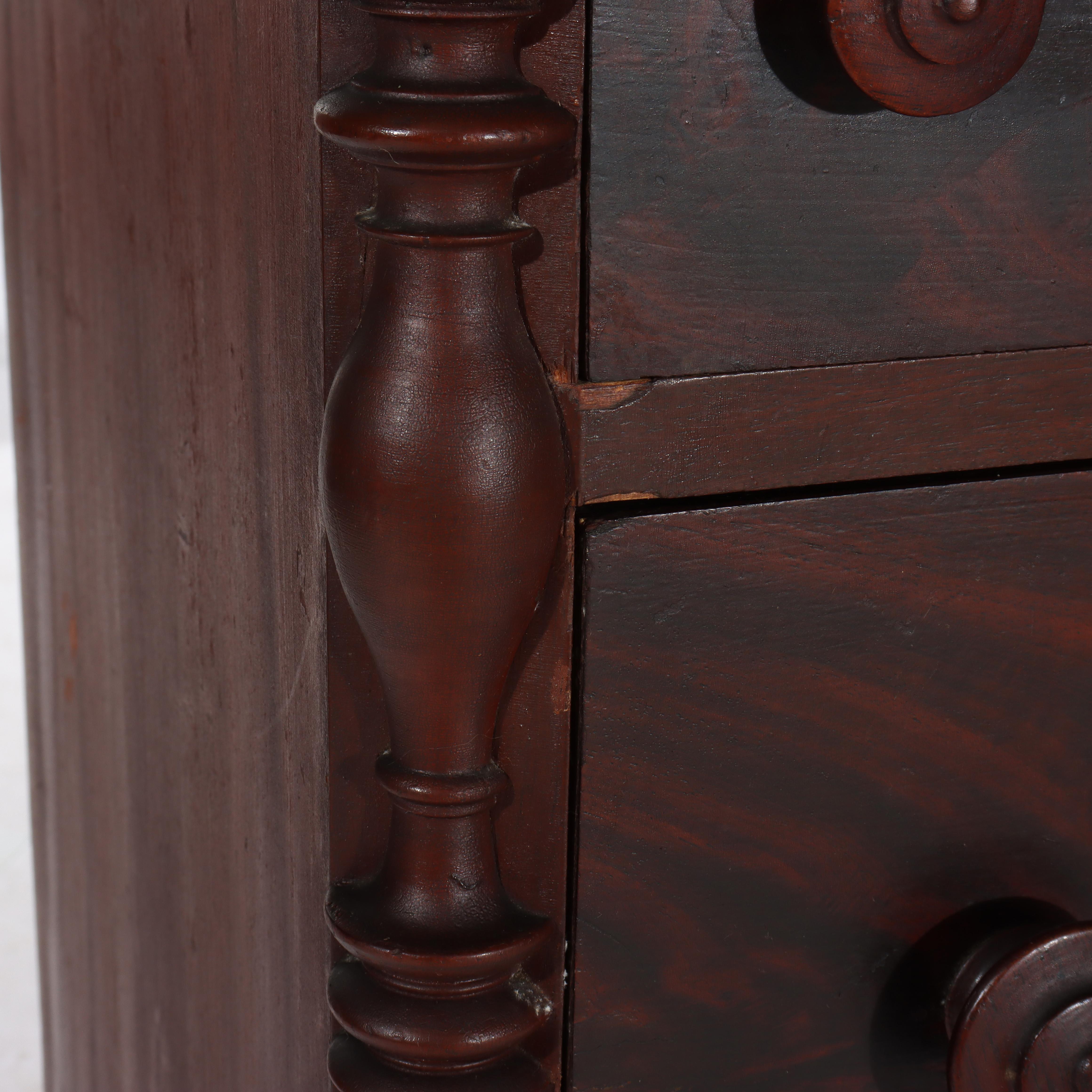 Antique Faux Flame Mahogany Painted Washstand With Backsplash & Towel Rack c1890 For Sale 12