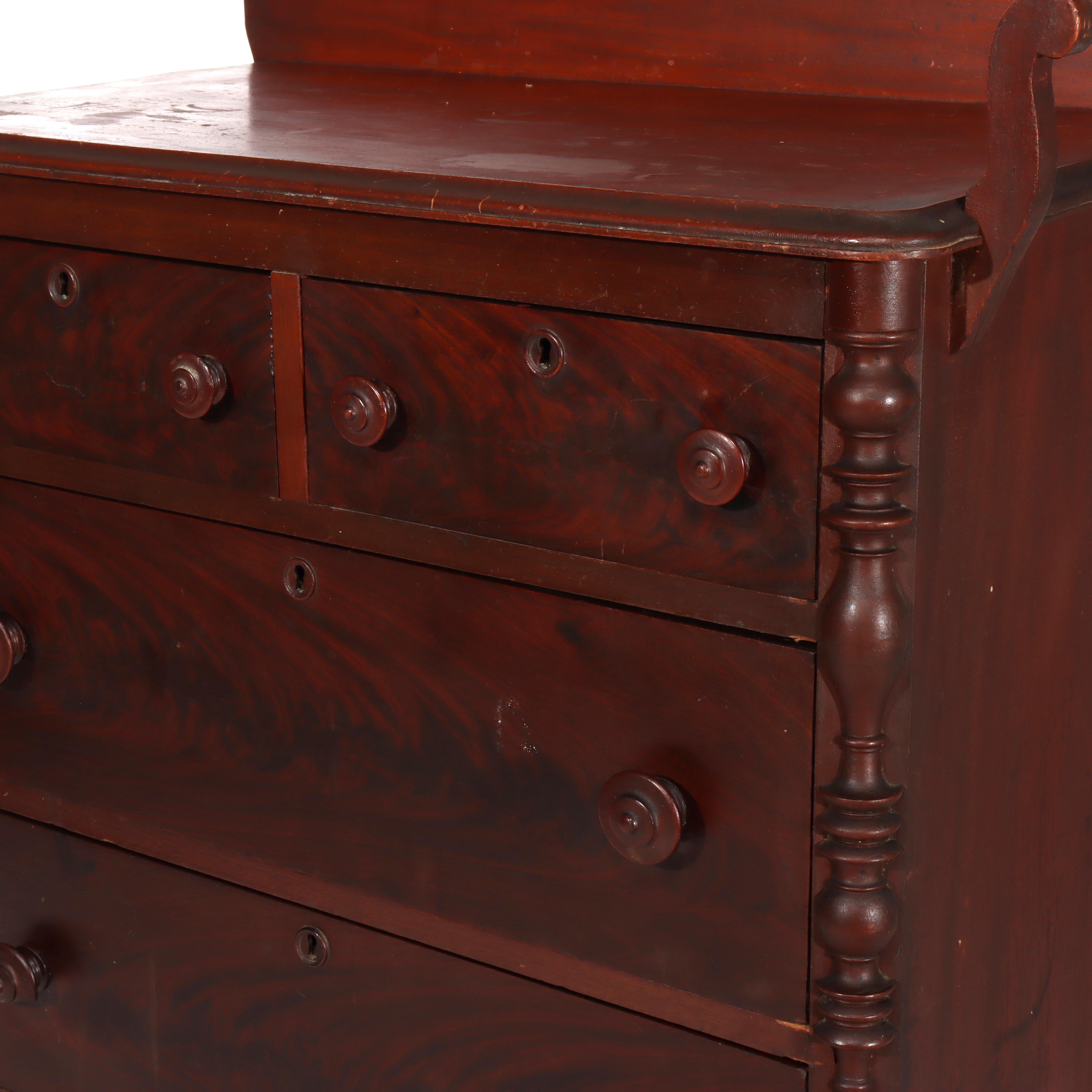 Antique Faux Flame Mahogany Painted Washstand With Backsplash & Towel Rack C1890
Measures - 38 1/2