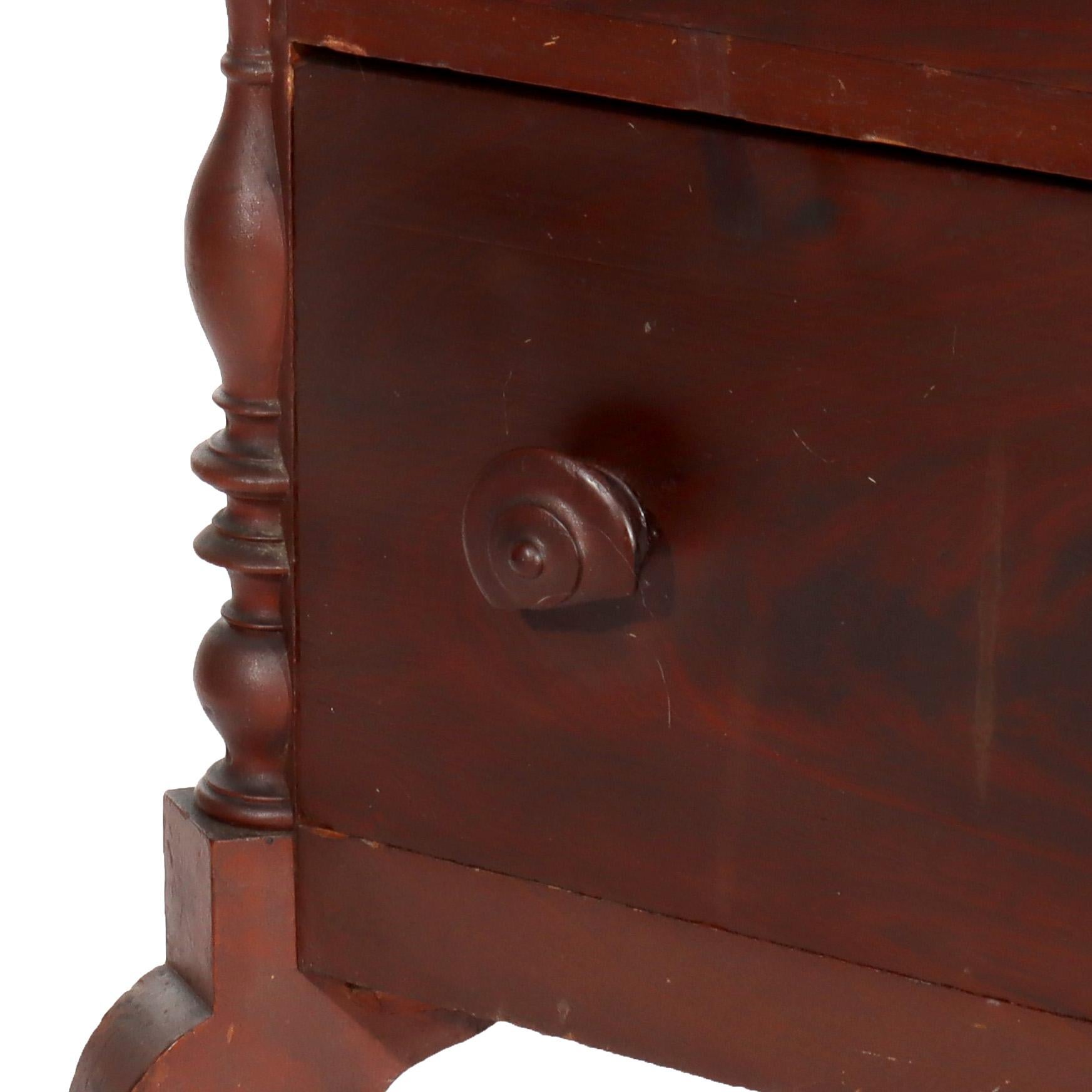 19th Century Antique Faux Flame Mahogany Painted Washstand With Backsplash & Towel Rack c1890 For Sale