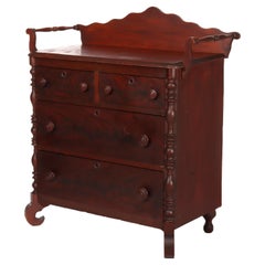 Antique Faux Flame Mahogany Painted Washstand With Backsplash & Towel Rack c1890