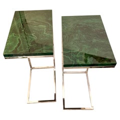 Tables d'appoint anciennes en imitation malachite, style vintage, en bon état