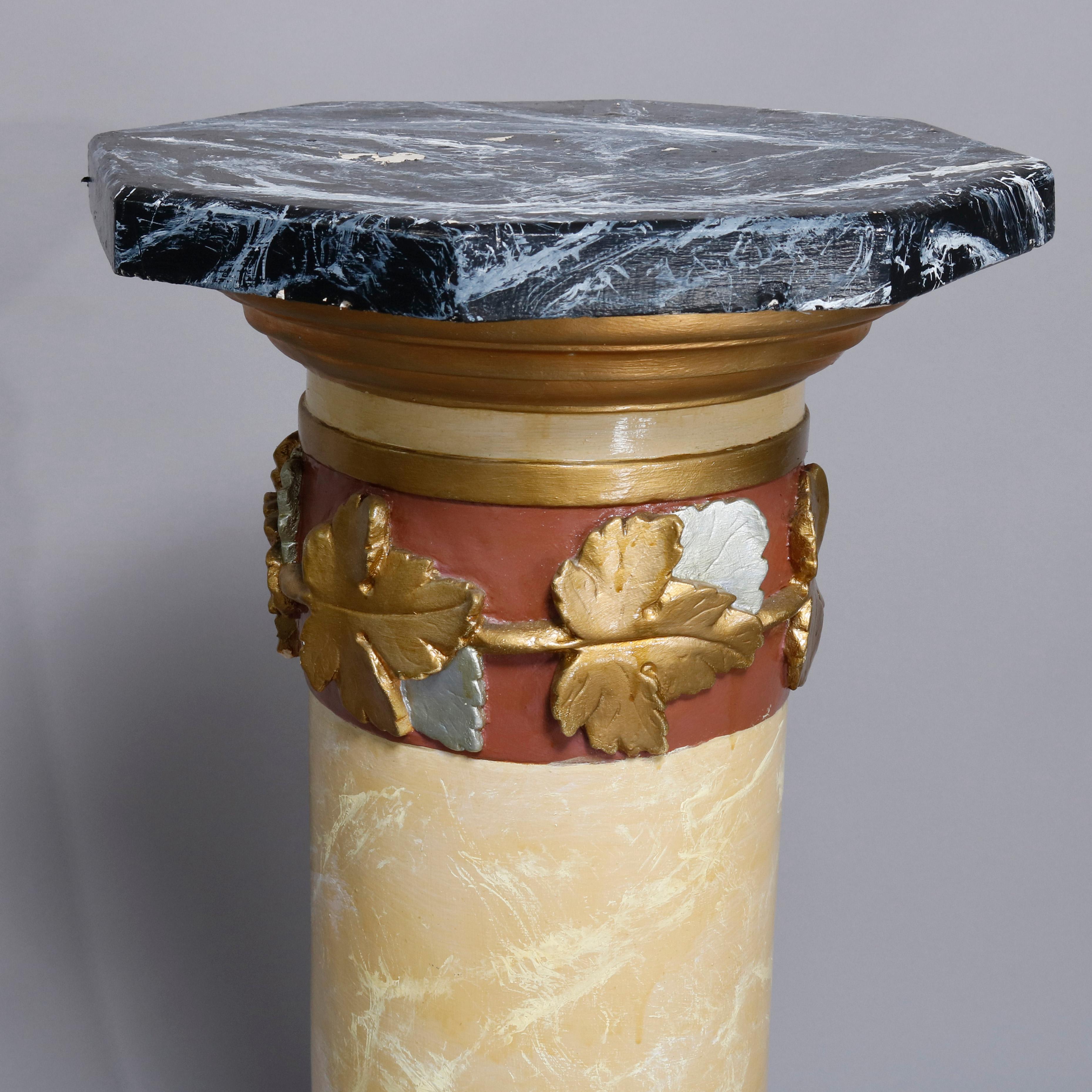 Classical Greek Faux Marble Corinthian Column Plaster Sculpture Display Pedestal, circa 1920