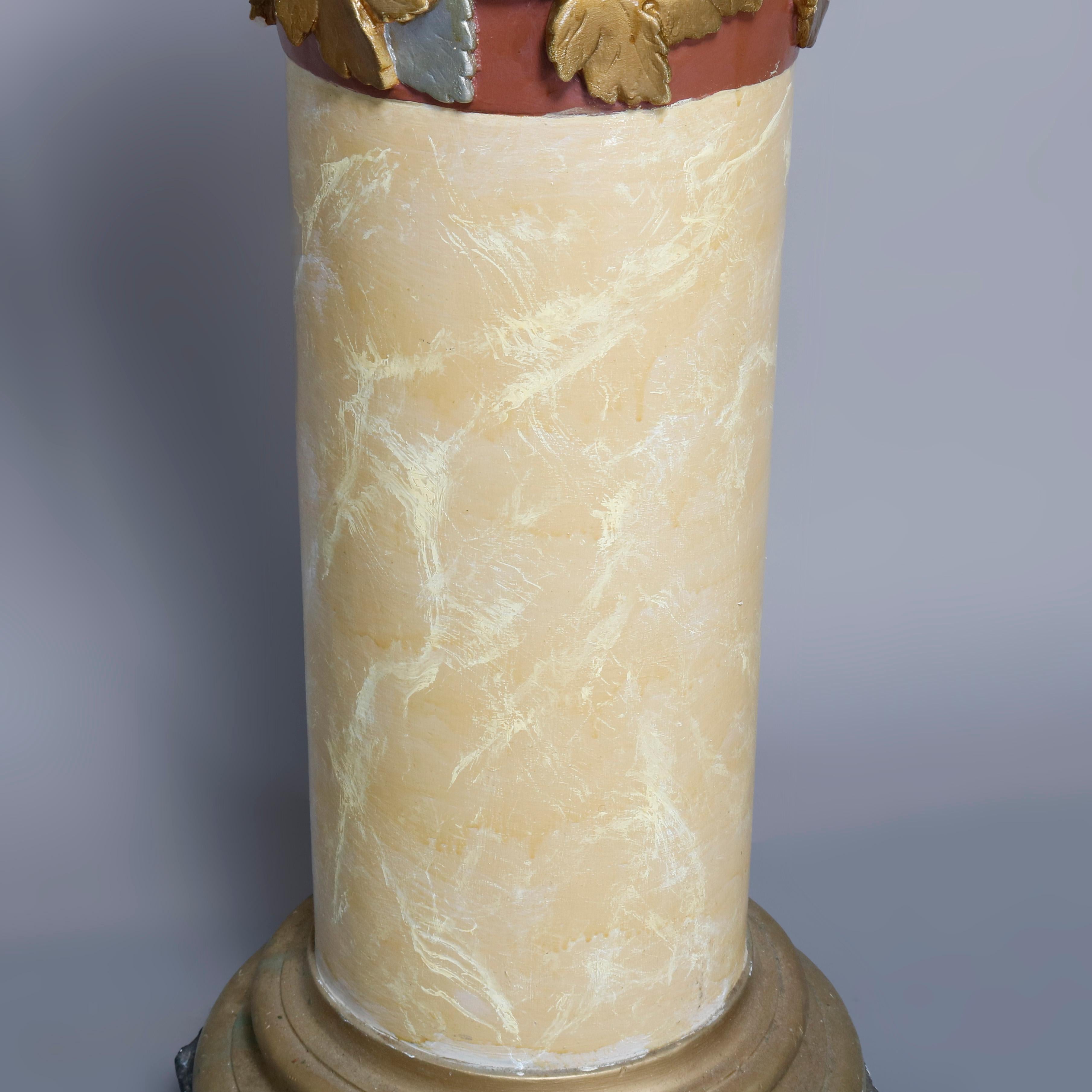 Cast Faux Marble Corinthian Column Plaster Sculpture Display Pedestal, circa 1920