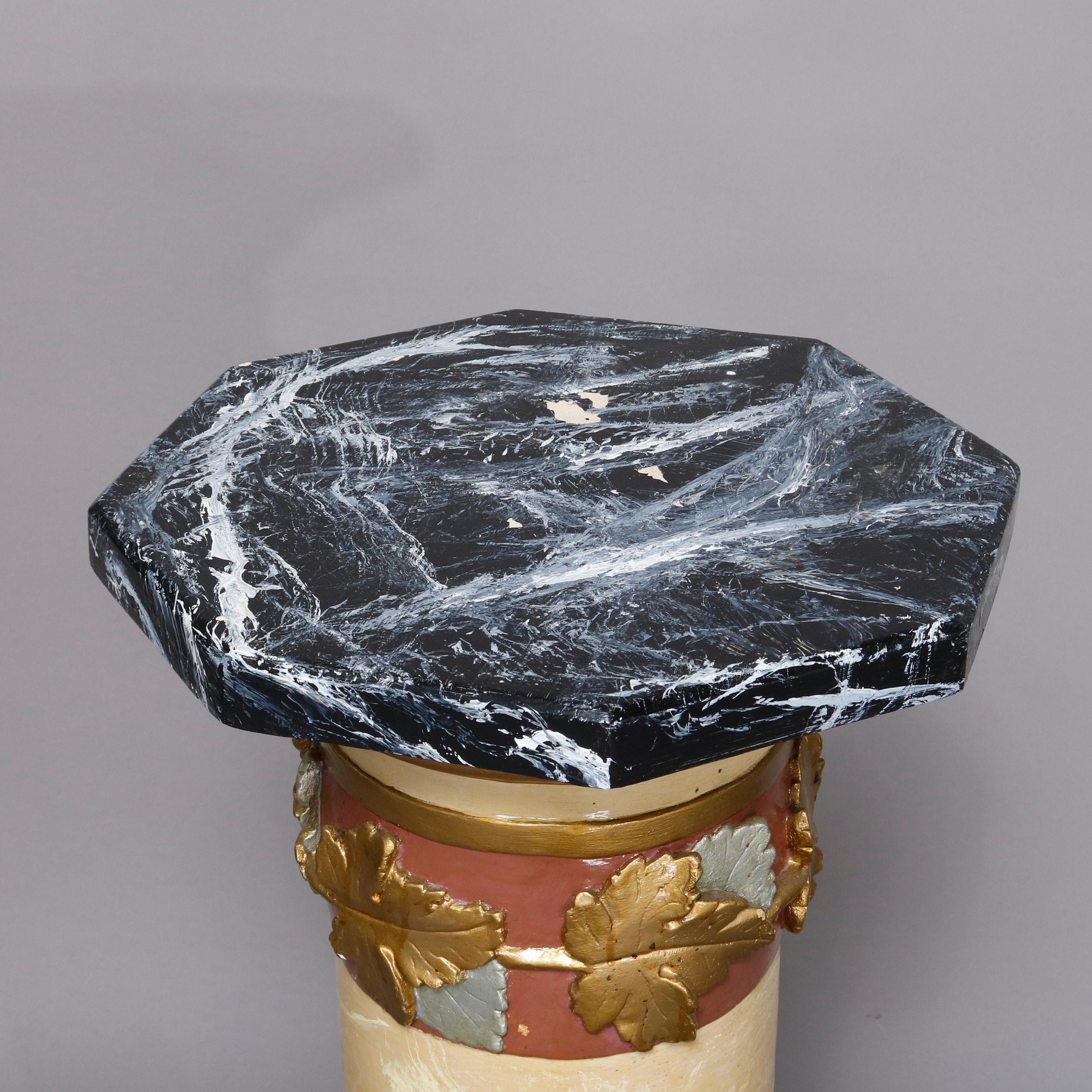 20th Century Faux Marble Corinthian Column Plaster Sculpture Display Pedestal, circa 1920