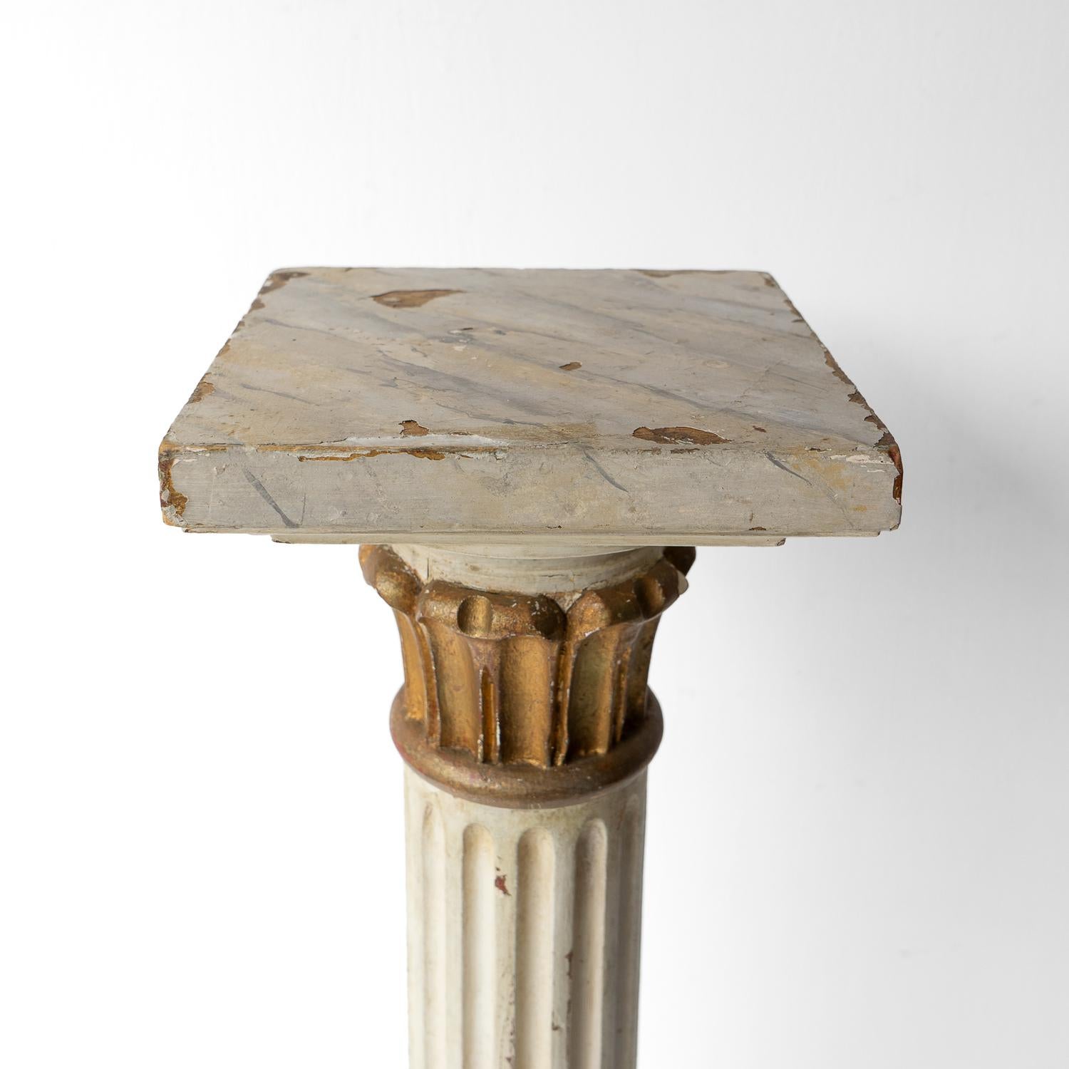 Antique Faux Marble, Marble And Gilt Column Pedestal Plinth Display Stand 2