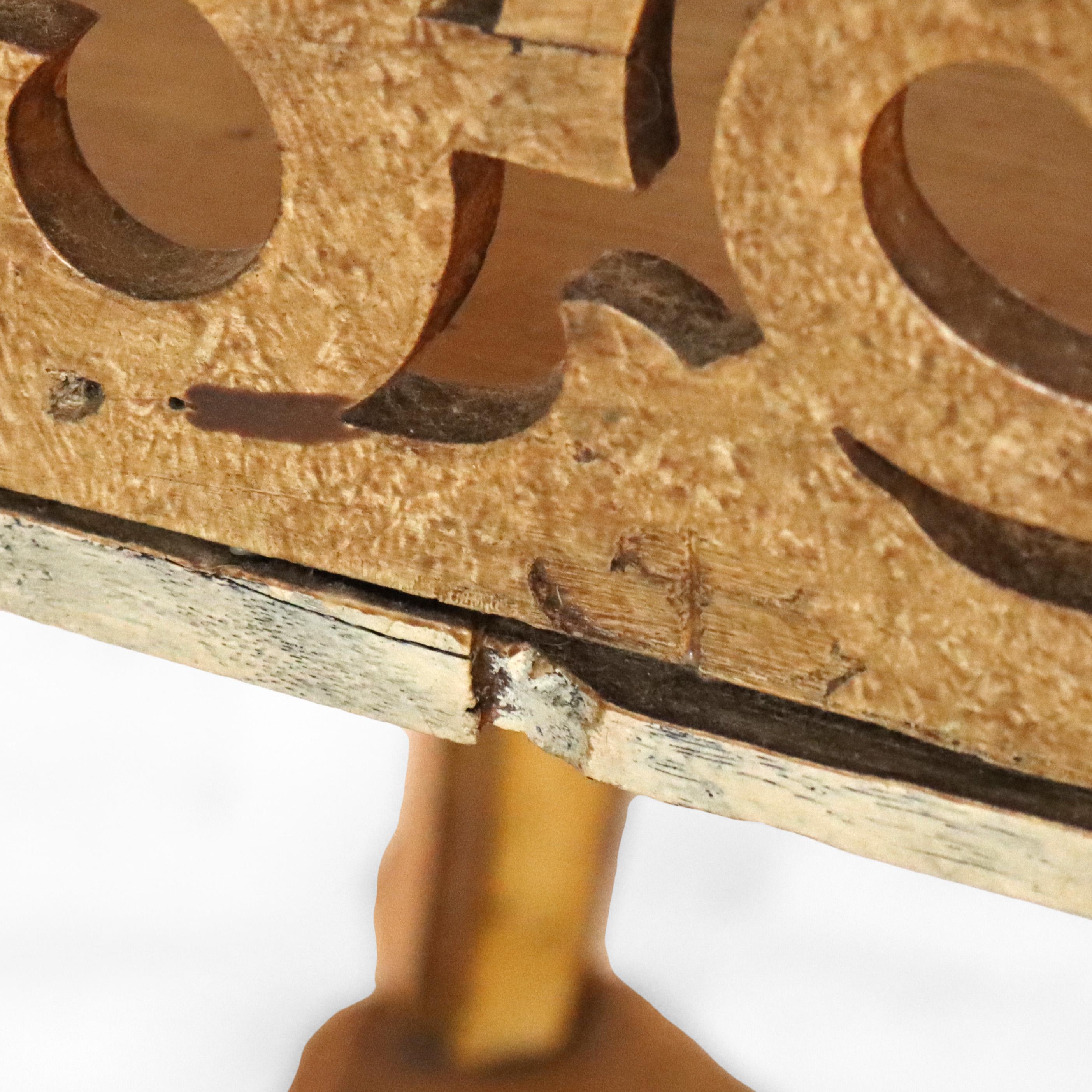 Antike Faux gemalt geschnitzt Nussbaum Etagere mit Spiegel C1890 im Angebot 12