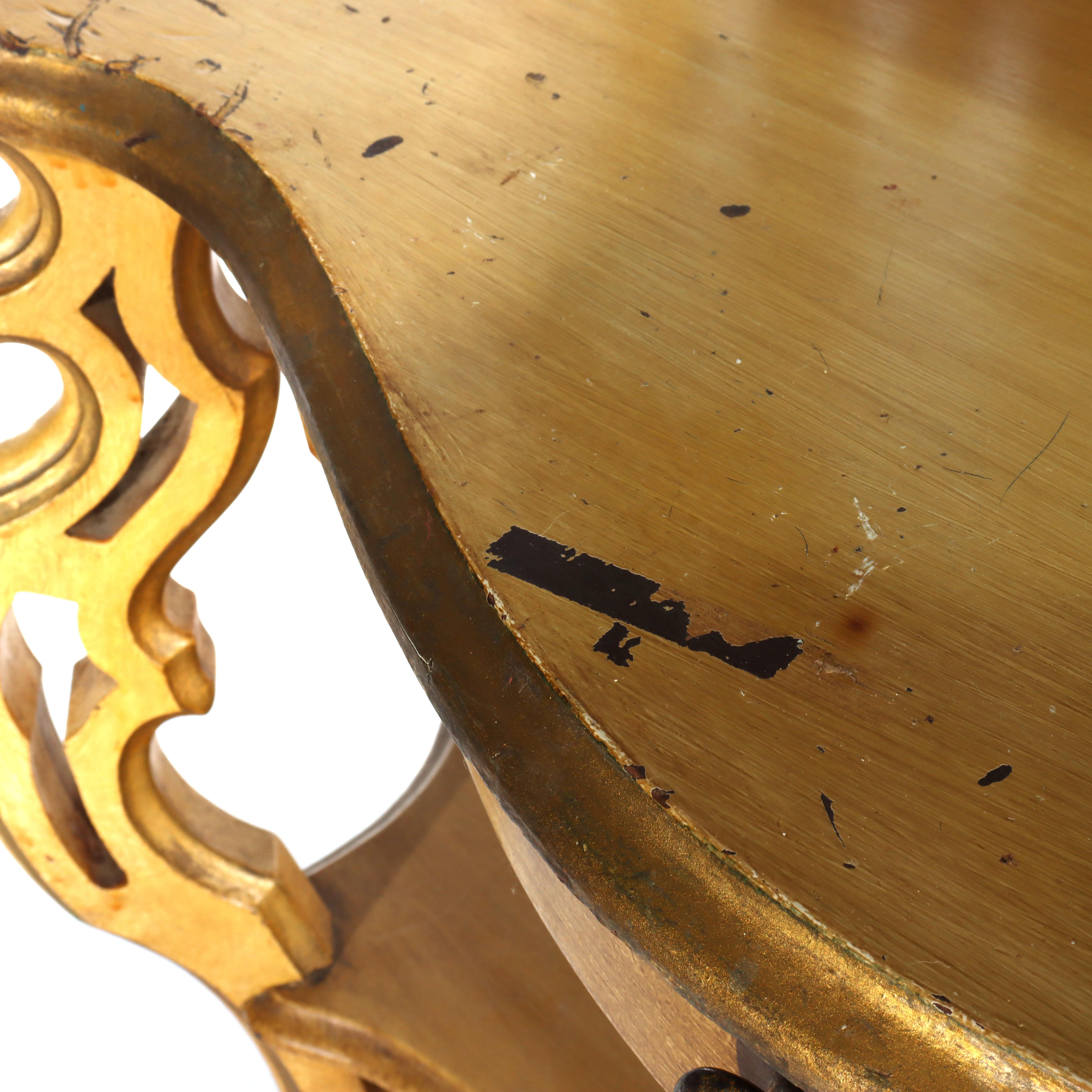 Antike Faux gemalt geschnitzt Nussbaum Etagere mit Spiegel C1890 (Walnuss) im Angebot