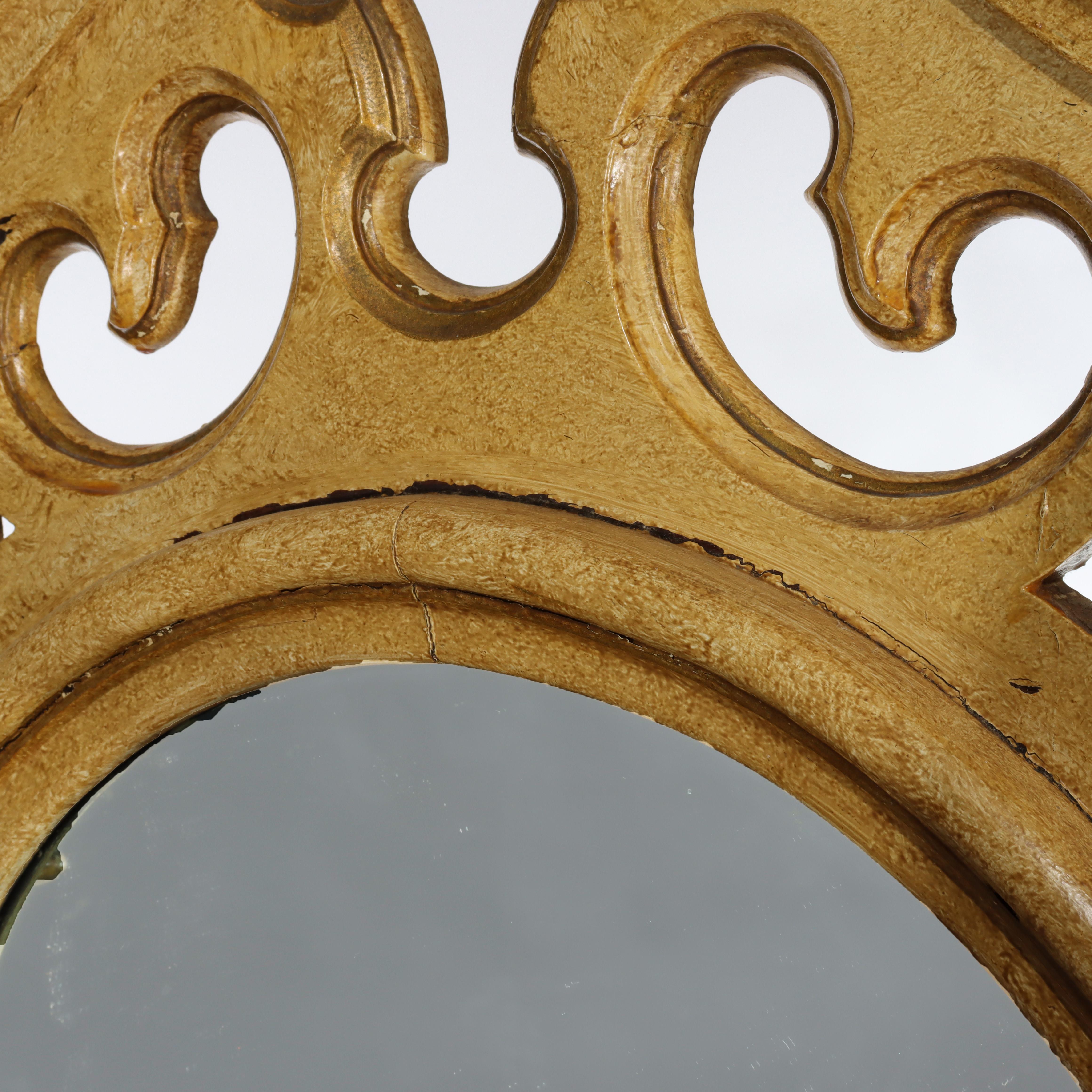 Antike Faux gemalt geschnitzt Nussbaum Etagere mit Spiegel C1890 im Angebot 2