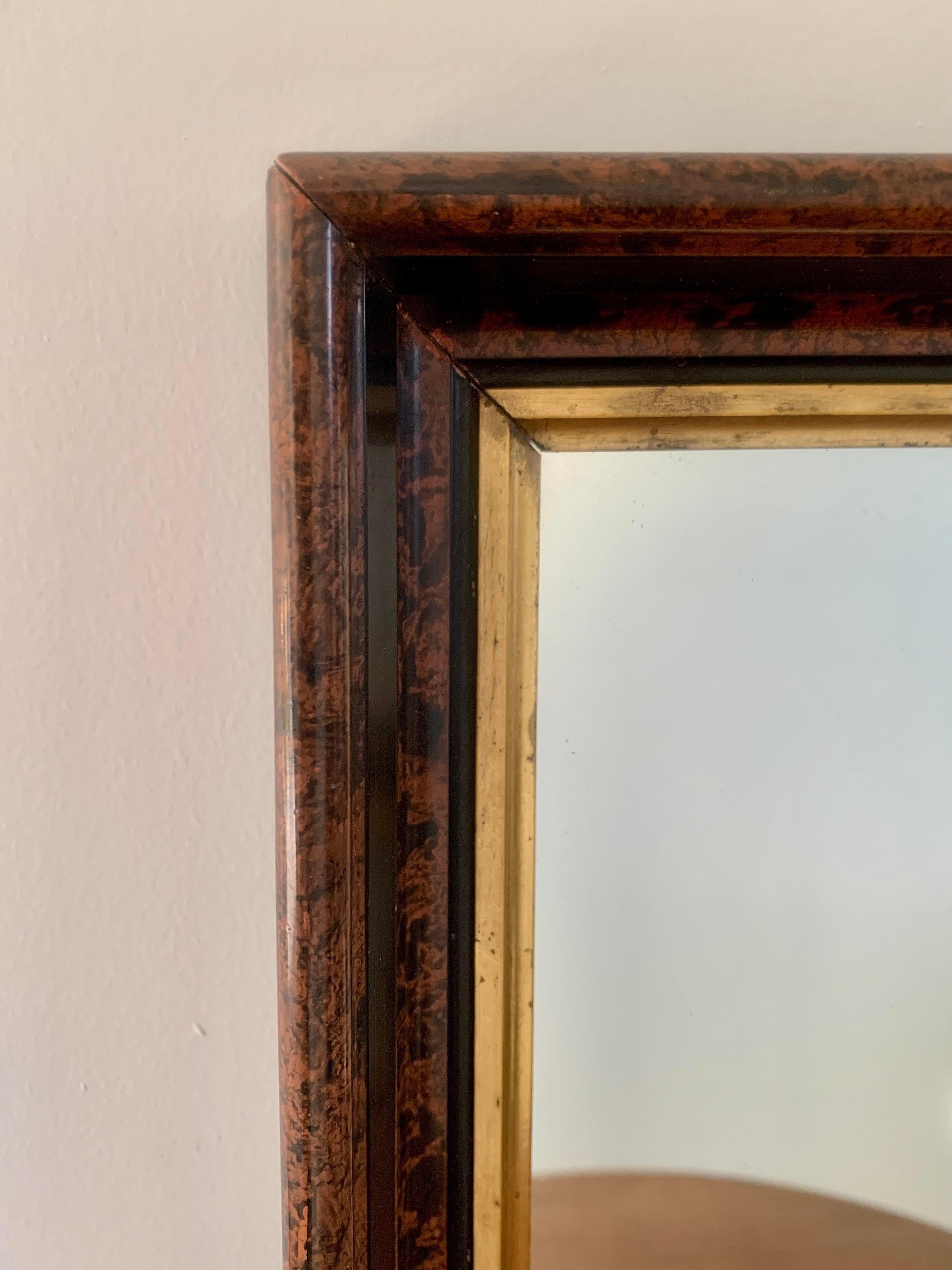 Antique Faux Tortoise Shell Wall Mirror, circa, Early 20th Century 1