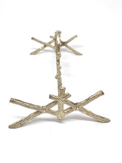 Antique Faux Wood Silver Plated Classical Carving Set Rest, Tableware