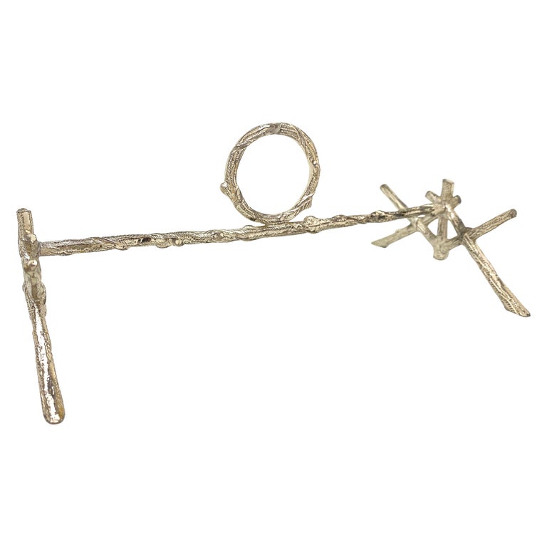 Antique Faux Wood Silver Plated Classical Carving Set Rest, Tableware