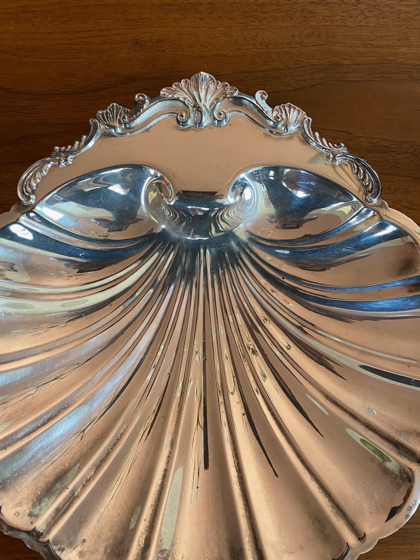 Art Deco Antique FB Rogers Silver Co 1824 Silver Plated Footed Shell Dish