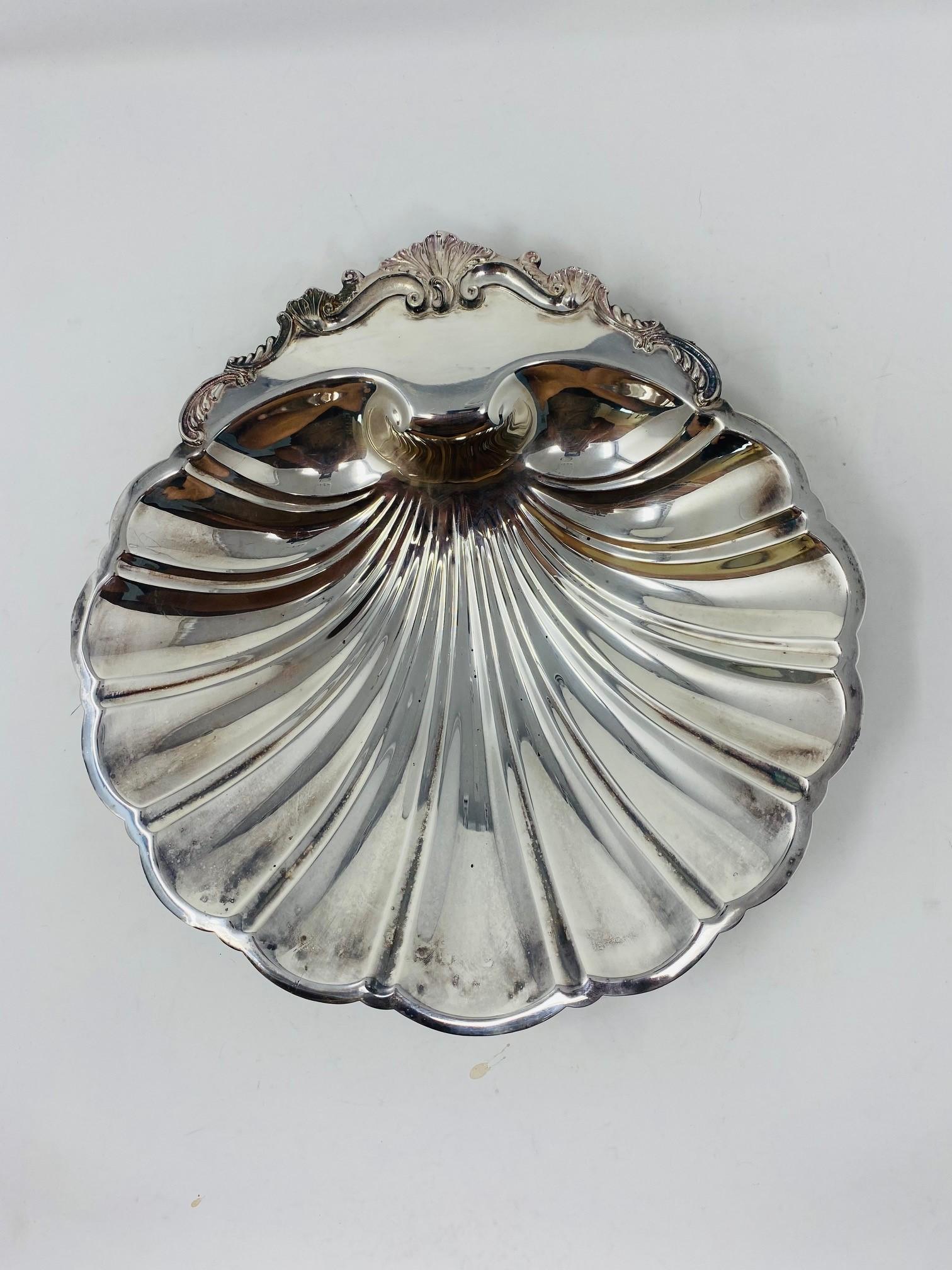 Cast Antique FB Rogers Silver Co 1824 Silver Plated Footed Shell Dish