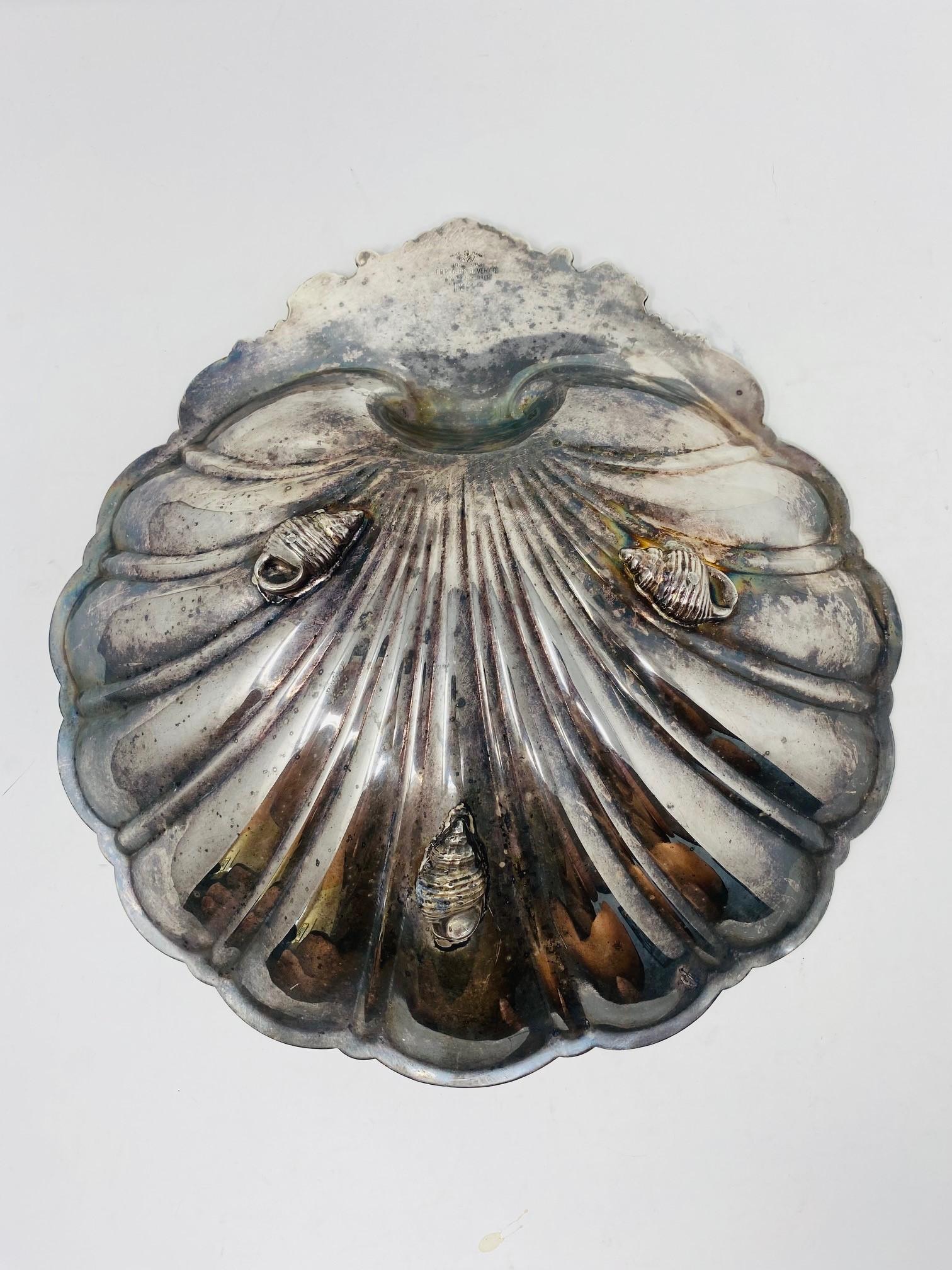 Antique FB Rogers Silver Co 1824 Silver Plated Footed Shell Dish In Good Condition In San Diego, CA