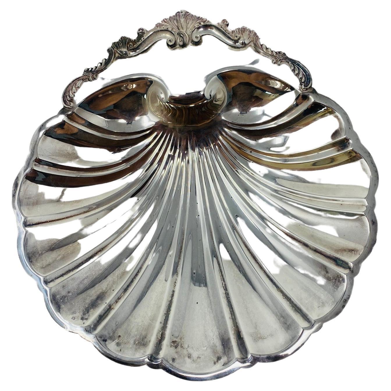 Antique FB Rogers Silver Co 1824 Silver Plated Footed Shell Dish