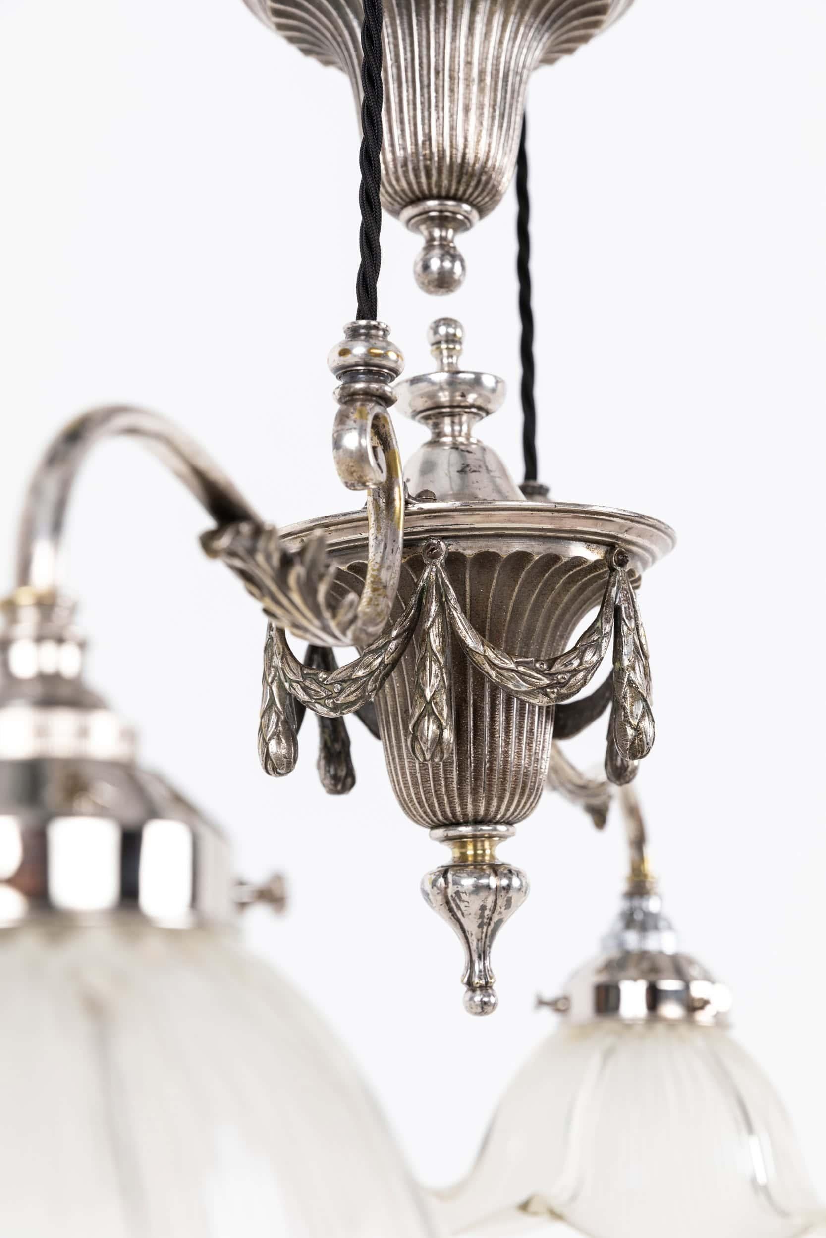 Antique F&C Osler Rise & Fall Holophane Glass Ceiling Light Lamp, c.1920 2