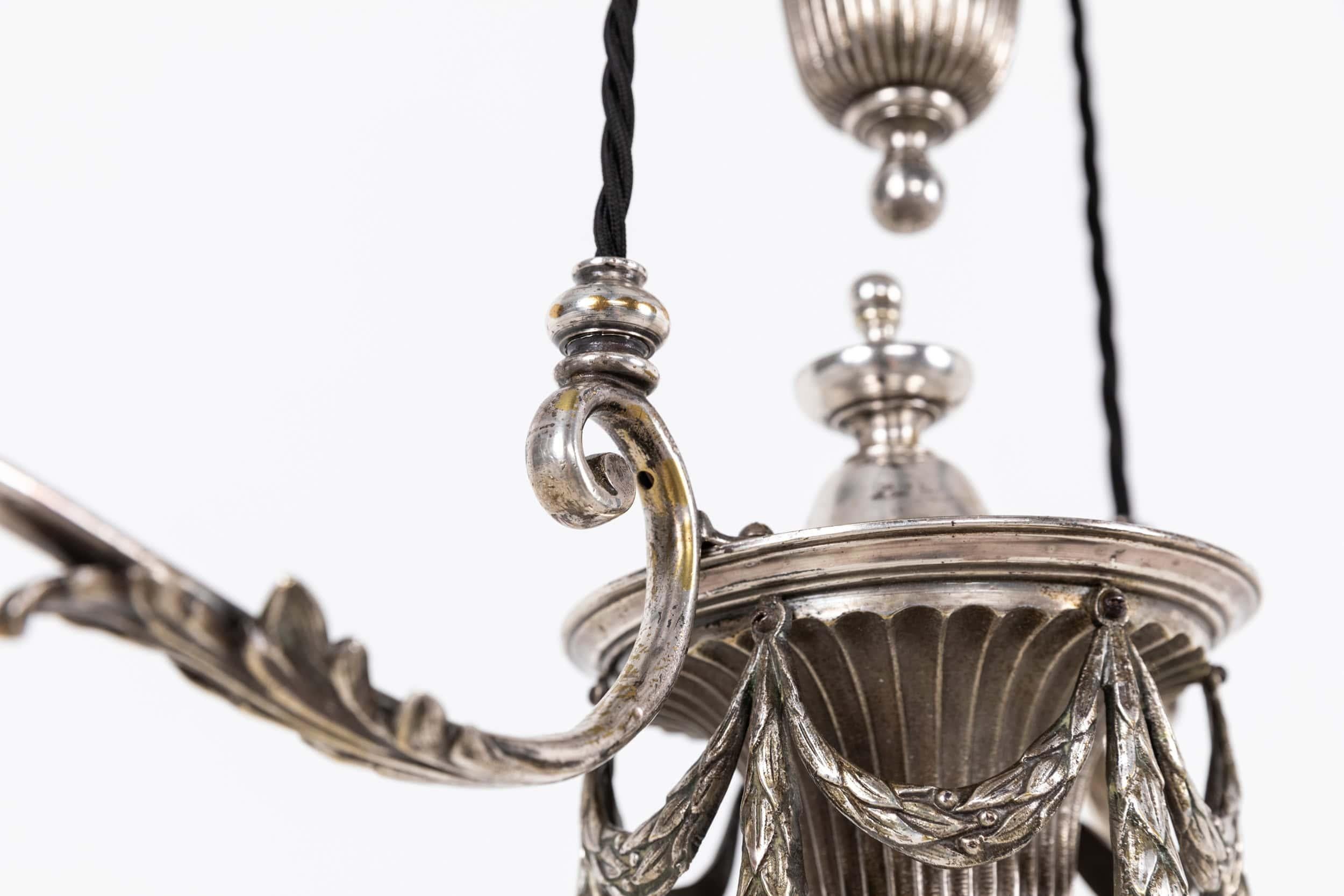 Art Nouveau Antique F&C Osler Rise & Fall Holophane Glass Ceiling Light Lamp, c.1920