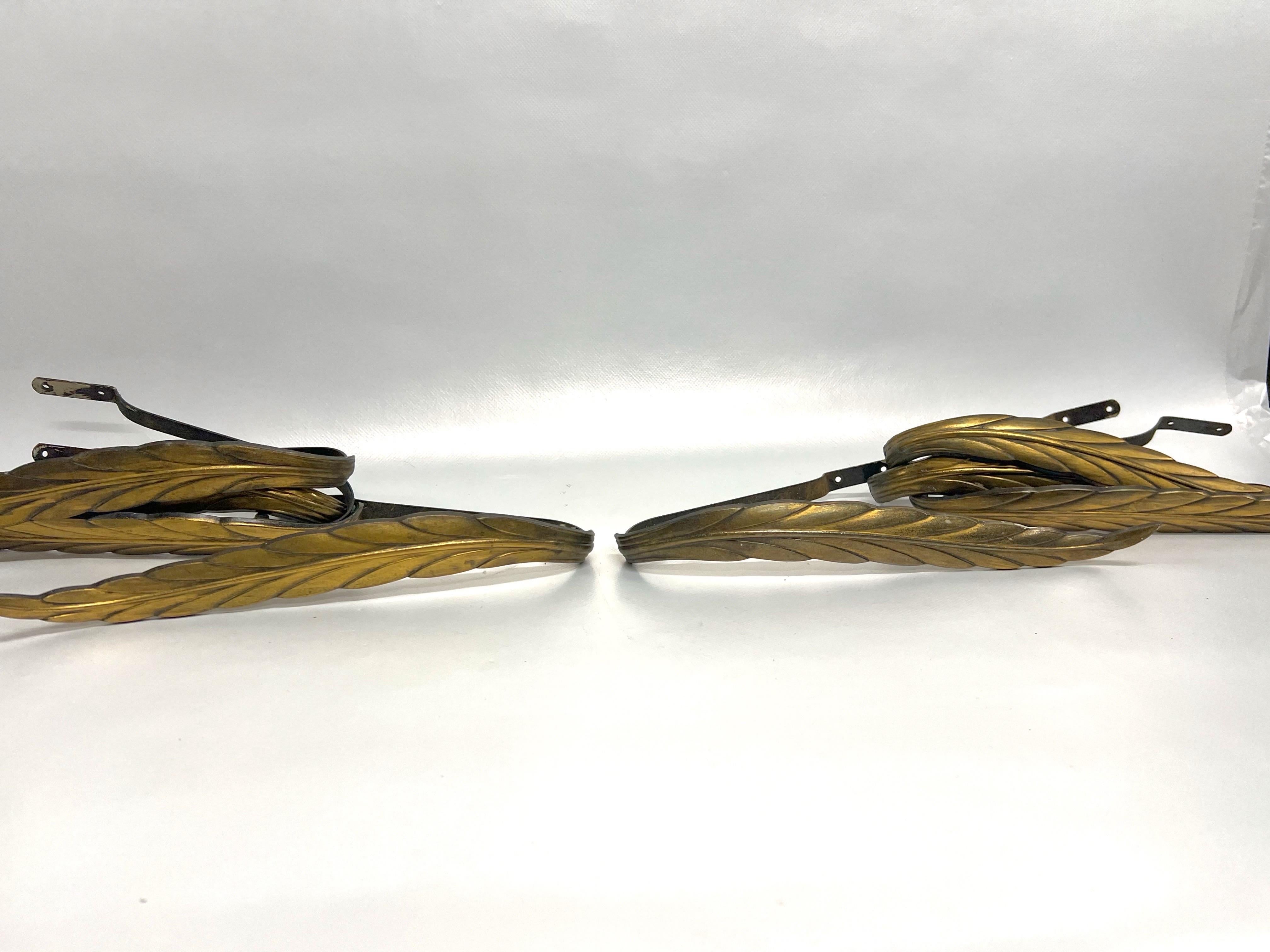 Baroque Antique Feather Form Metal Curtain Tie Backs - a Set of 8 For Sale
