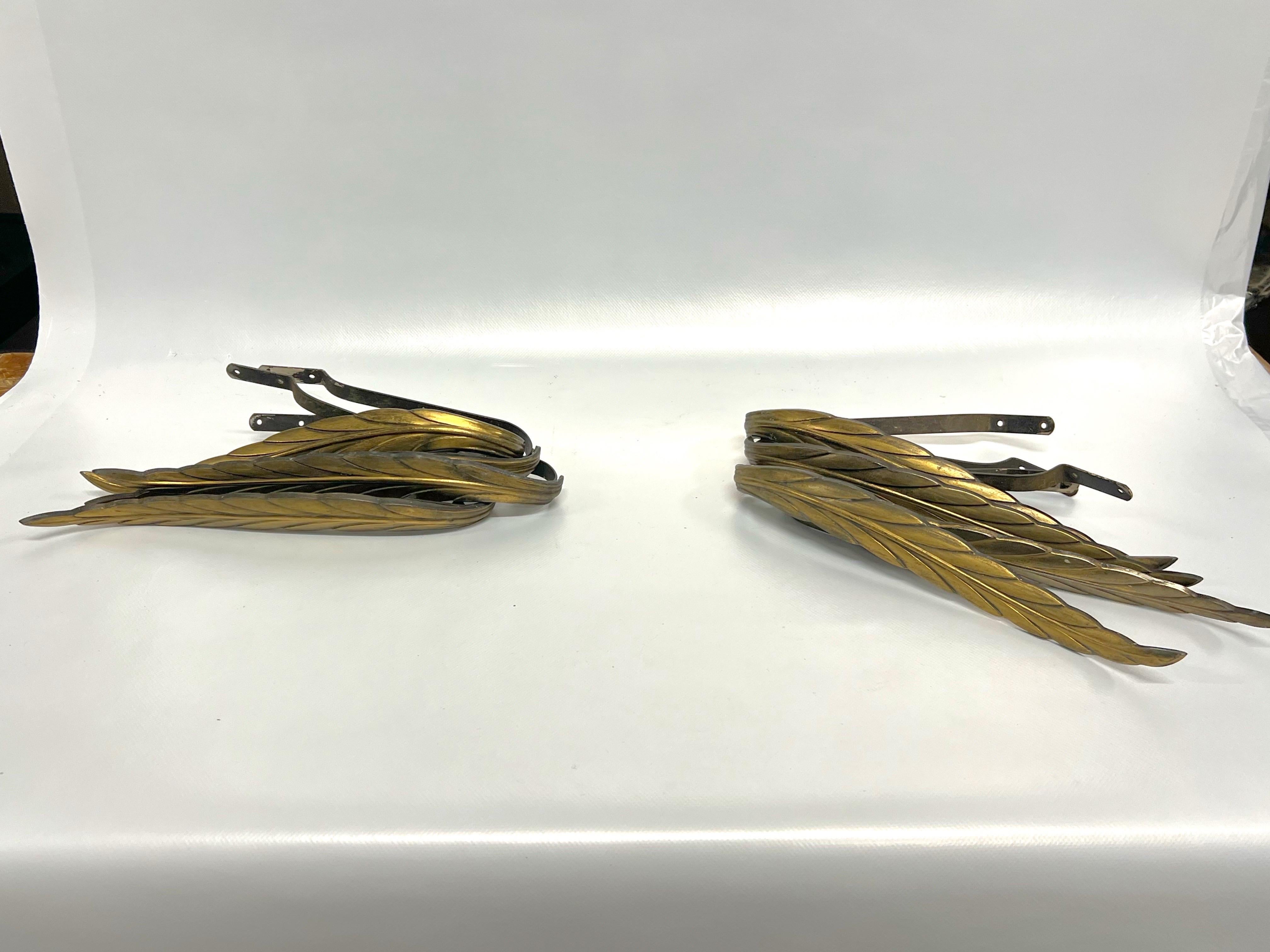 American Antique Feather Form Metal Curtain Tie Backs - a Set of 8 For Sale