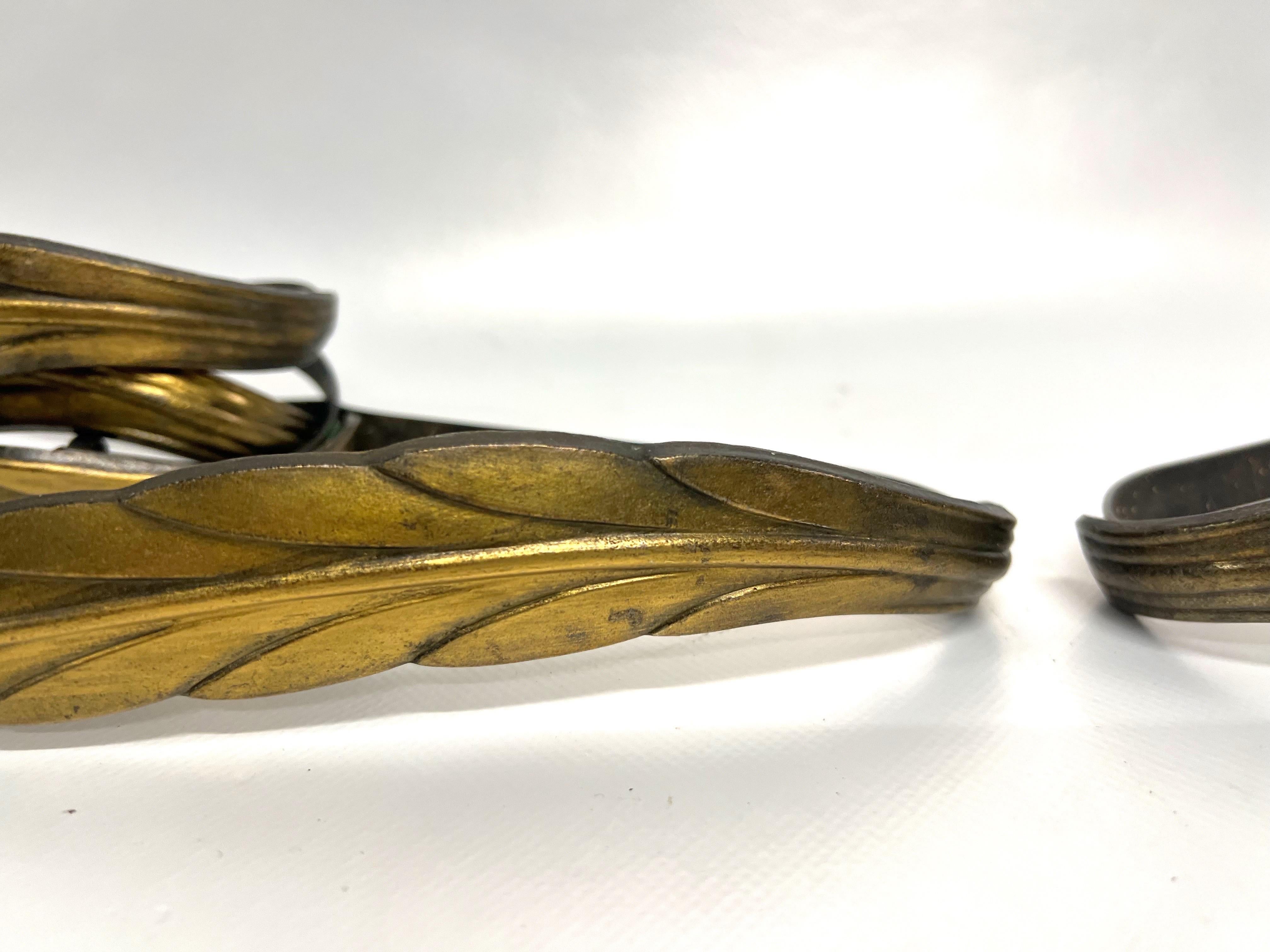 Antique Feather Form Metal Curtain Tie Backs - a Set of 8 For Sale 2
