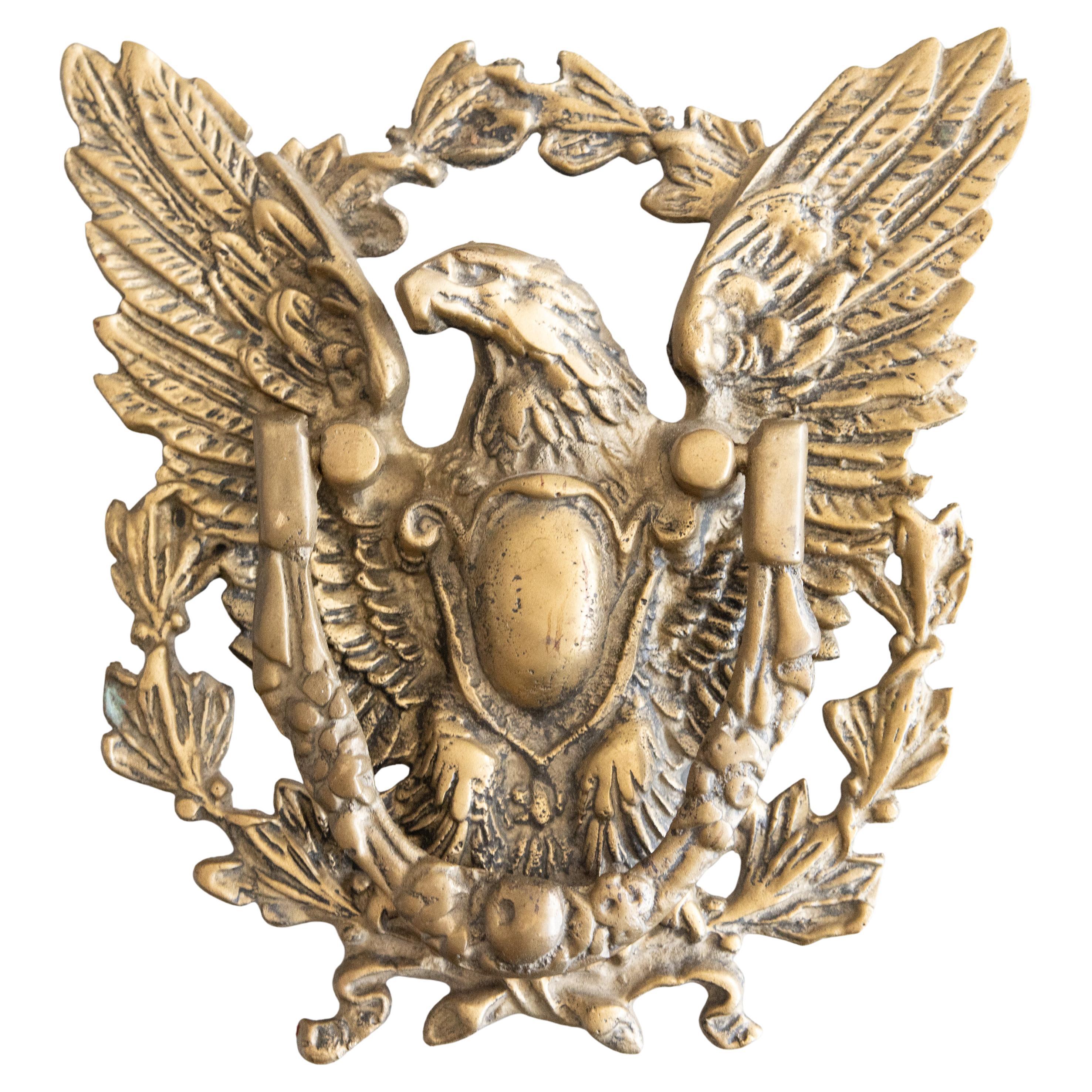 Antique Federal American Brass Eagle Door Knocker, circa 1900 For Sale