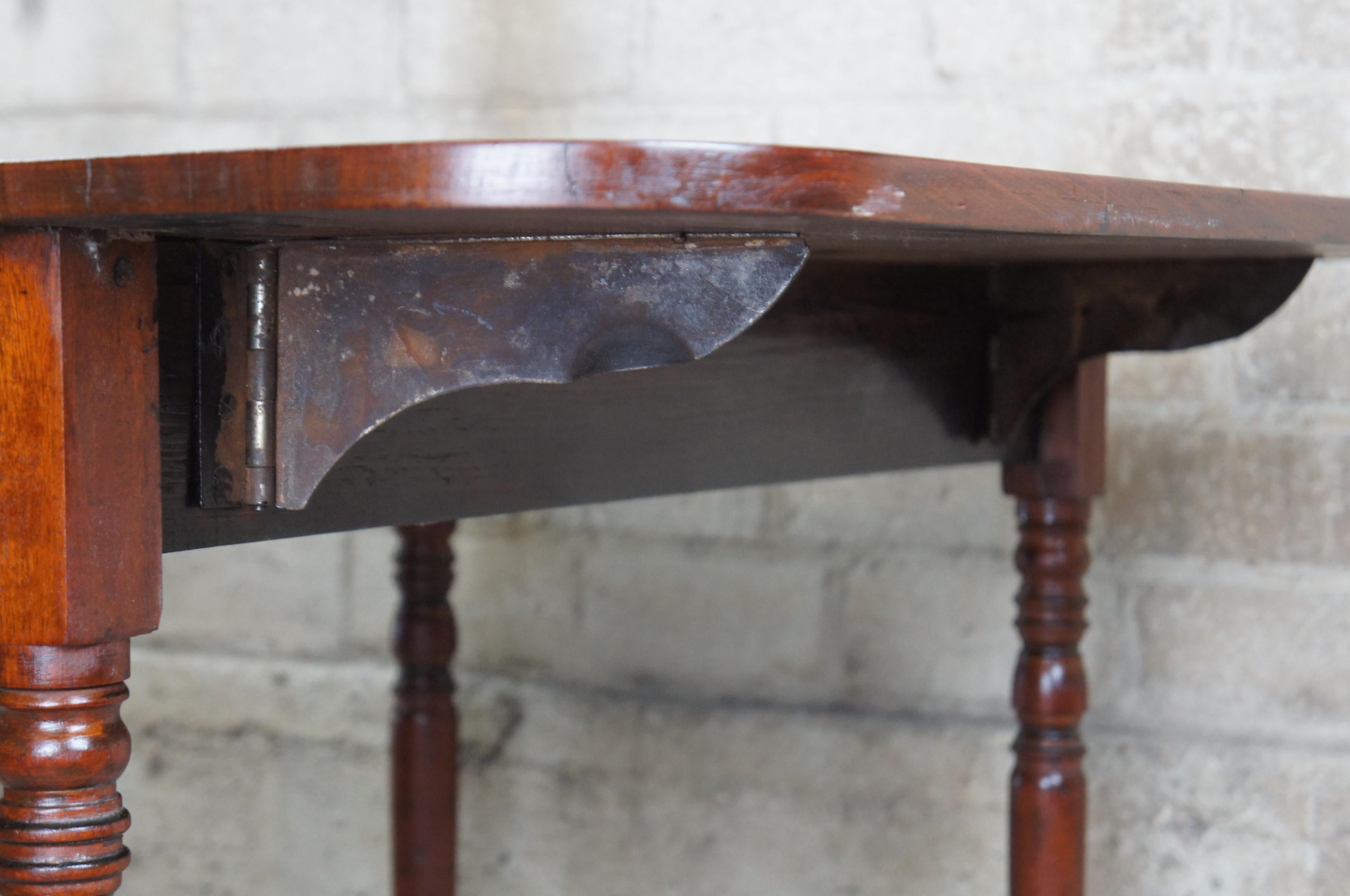 Antique Federal American Mahogany Drop Leaf Dining Breakfast Table Inlaid 6