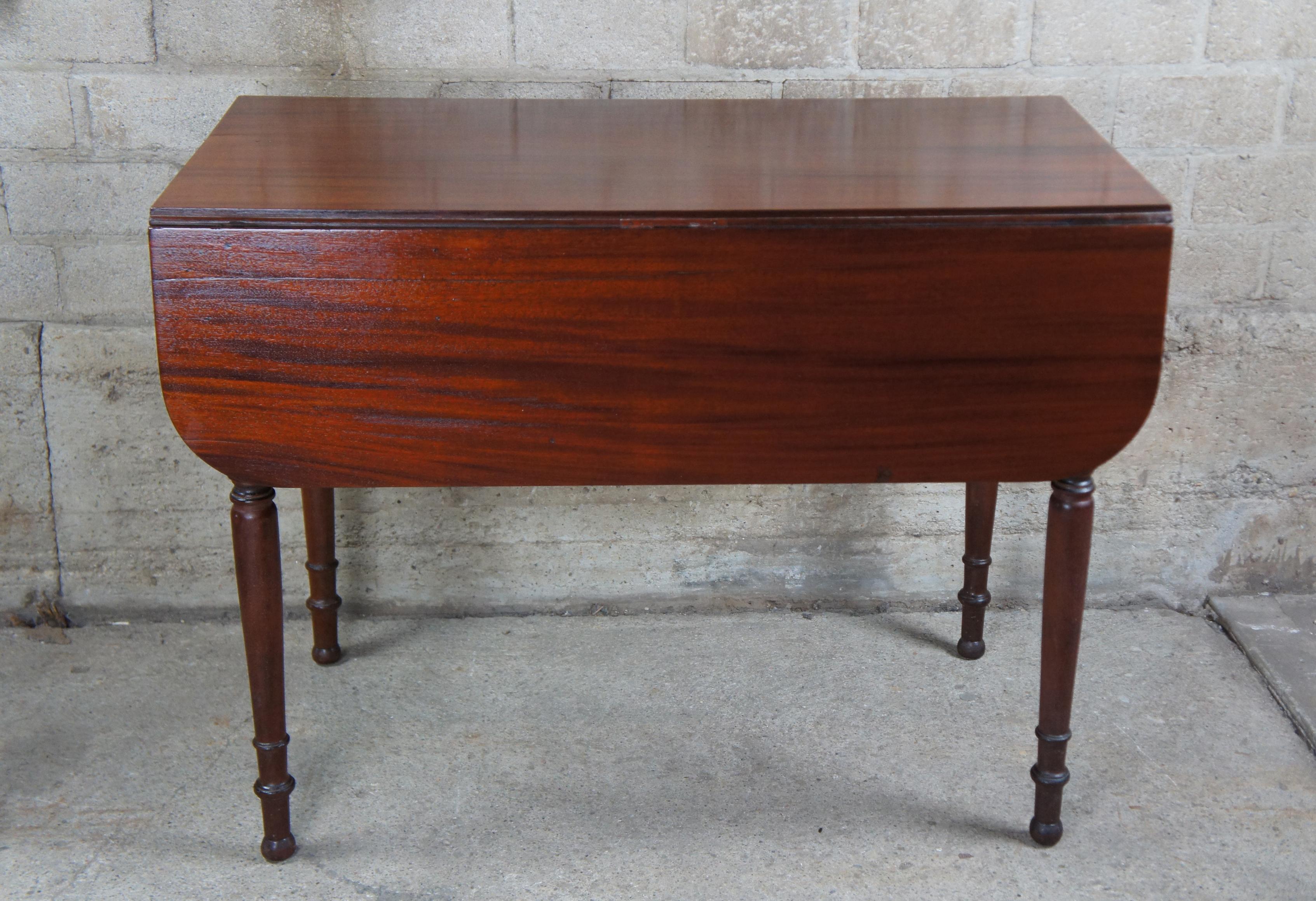 Antique Federal American Mahogany Drop Leaf Dining Breakfast Table Inlaid 8