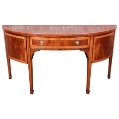 Antique Federal Banded Mahogany and Satinwood Demilune Sideboard, circa 1900