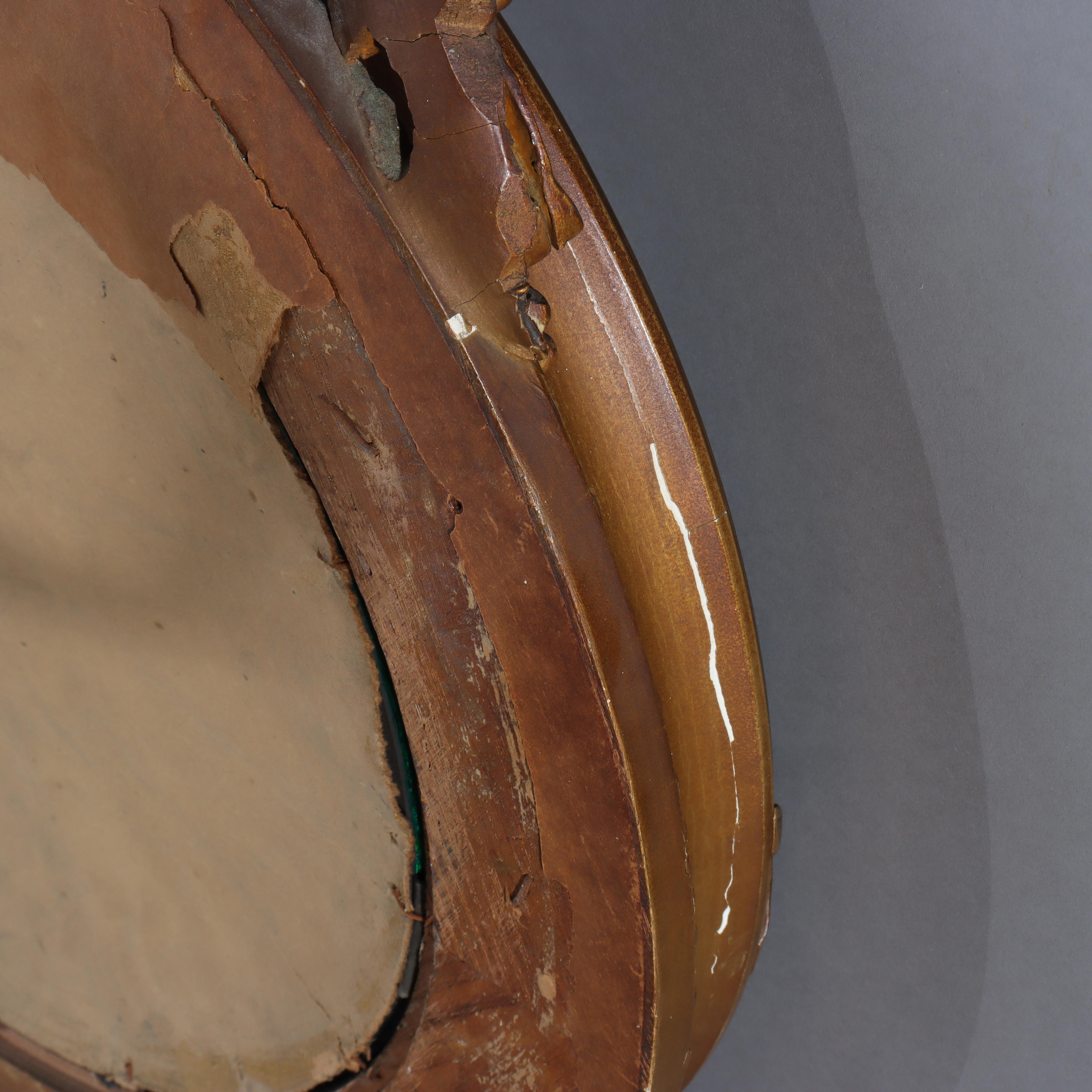 Antique Federal Bullseye Convex Gilt Wood Mirror With Eagle C1900 en vente 5