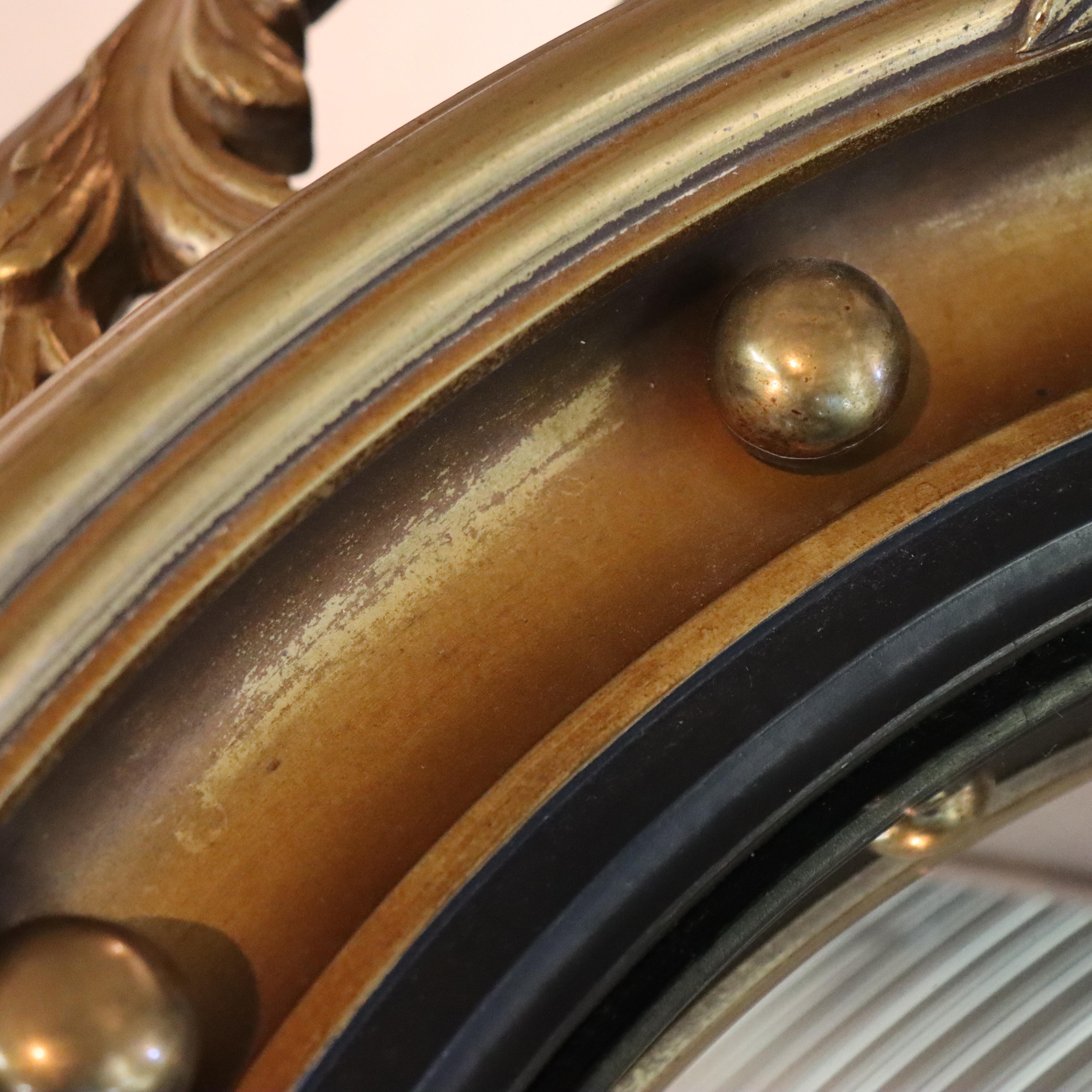 Antique Federal Bullseye Convex Gilt Wood Mirror With Eagle C1900 en vente 8