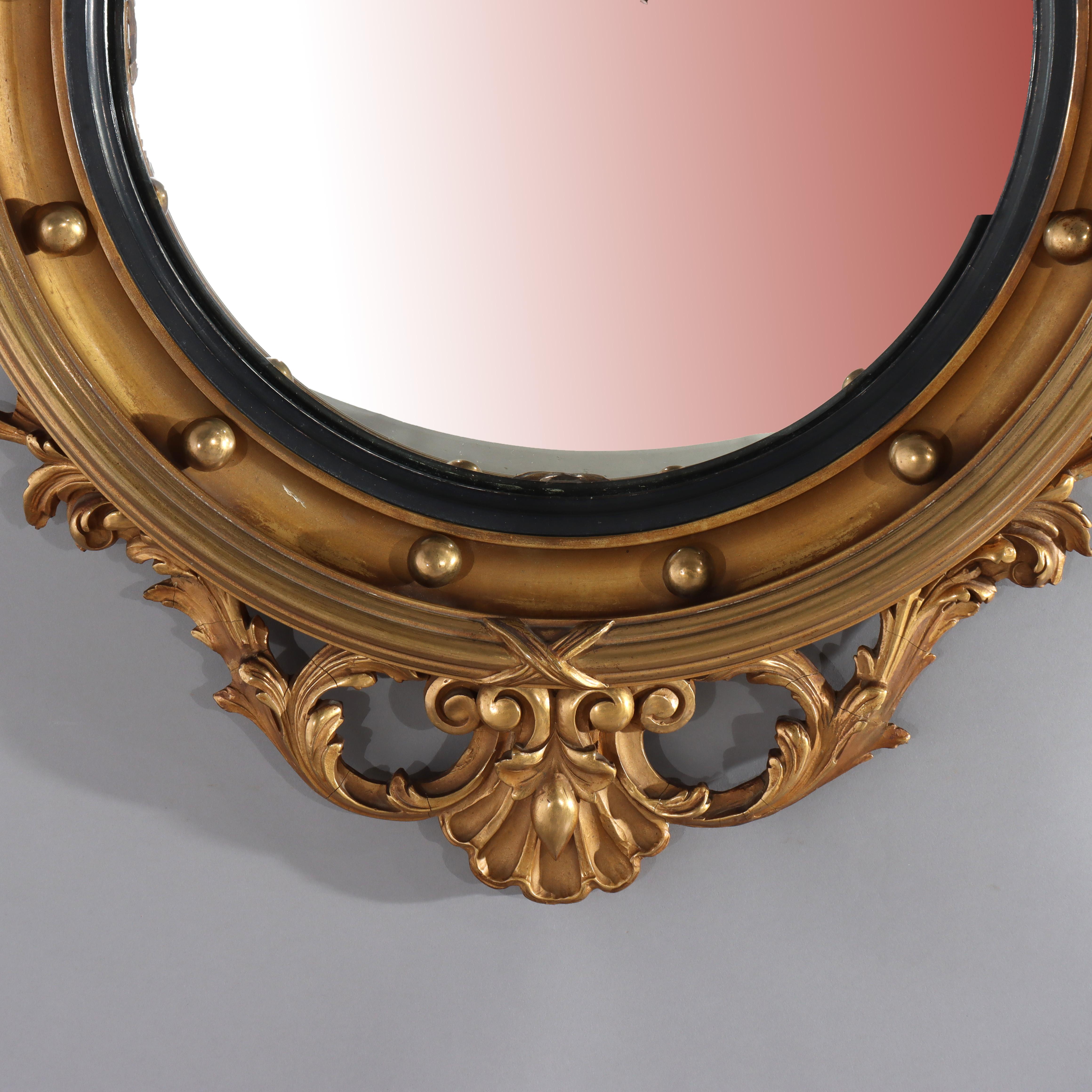 Antique Federal Bullseye Convex Gilt Wood Mirror With Eagle C1900
Mesures - 36