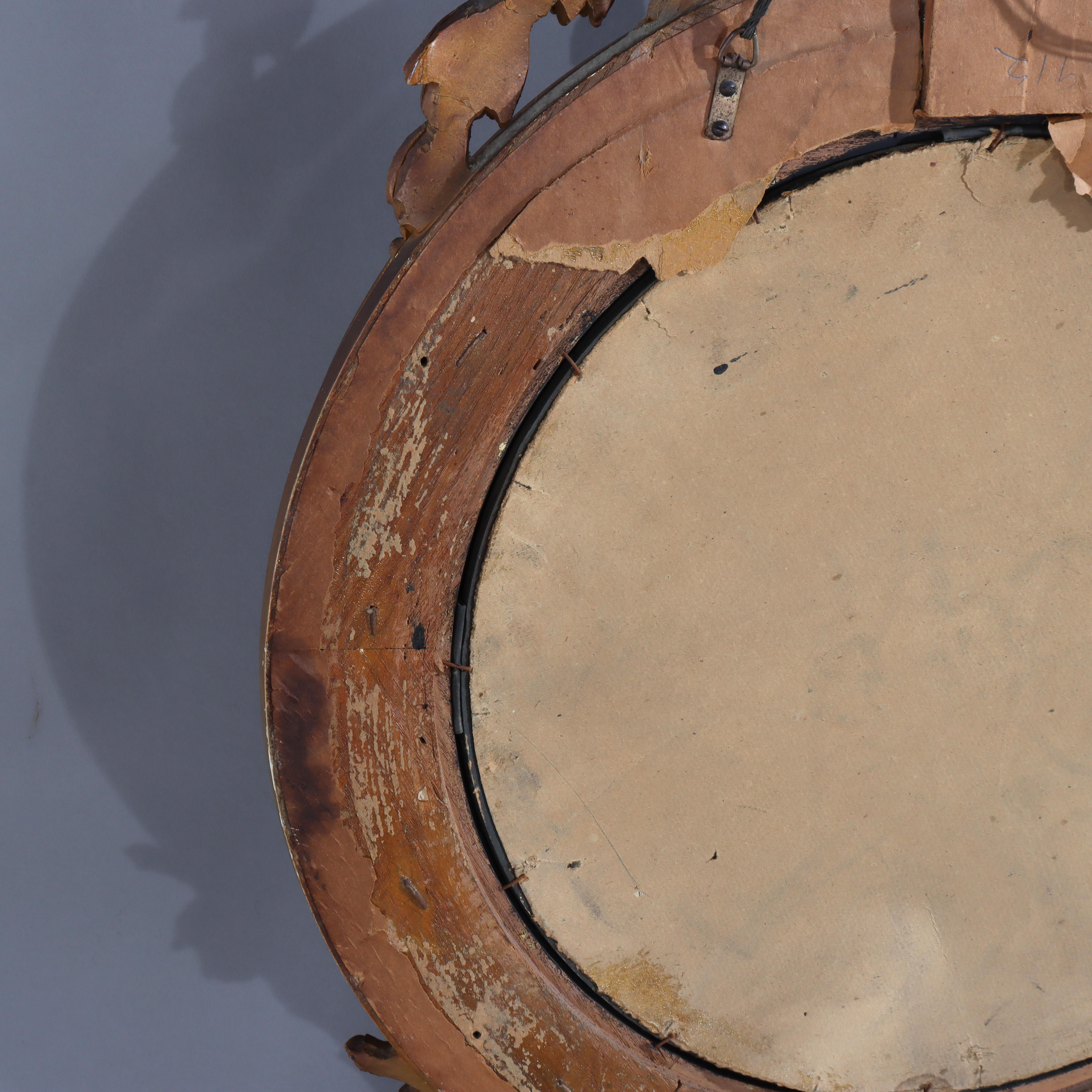 Antique Federal Bullseye Convex Gilt Wood Mirror With Eagle C1900 en vente 3