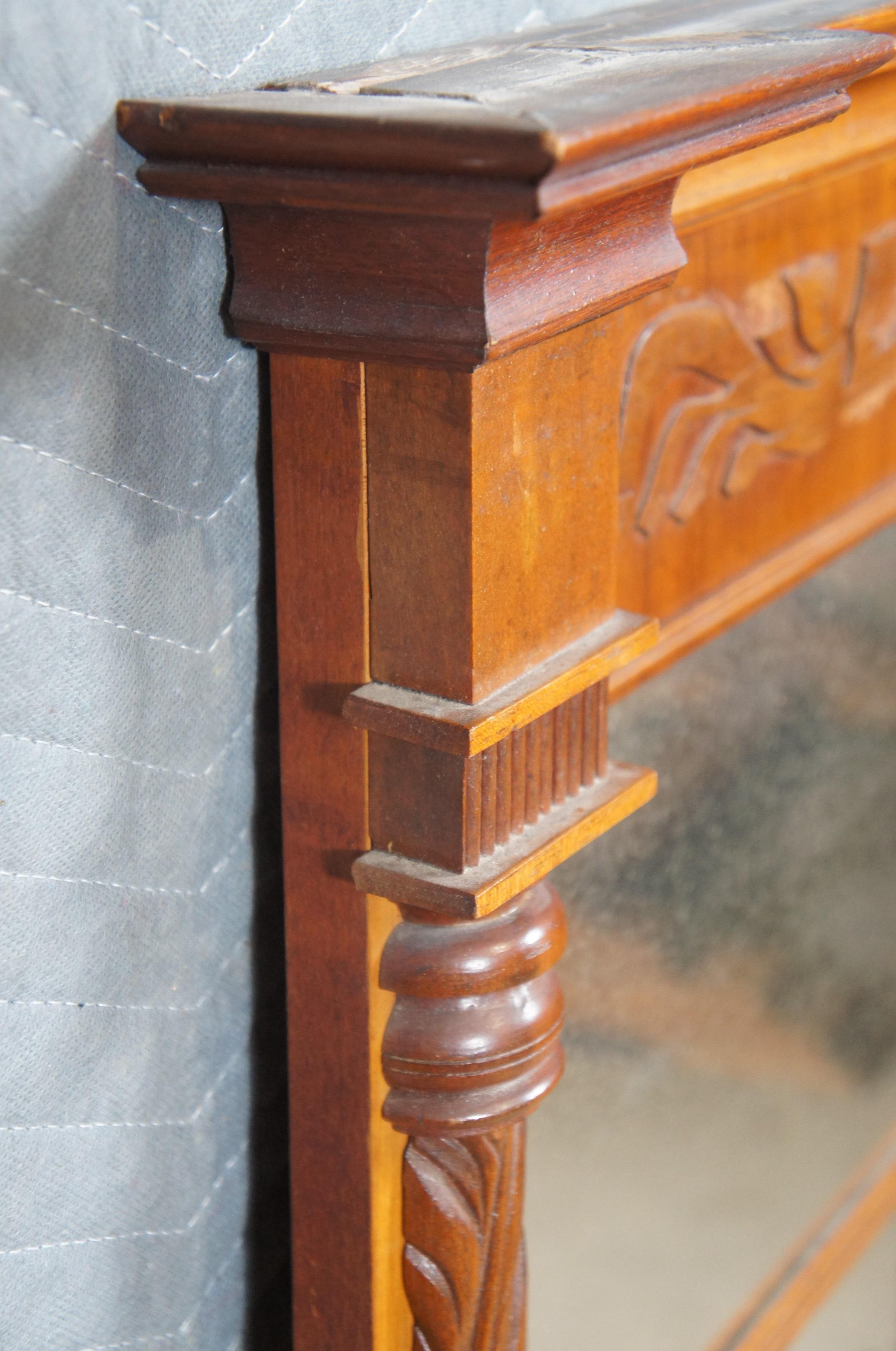 Antiguo Espejo de Mantel Federal de Caoba Tallada Trumeau Pier de 35 en venta 9