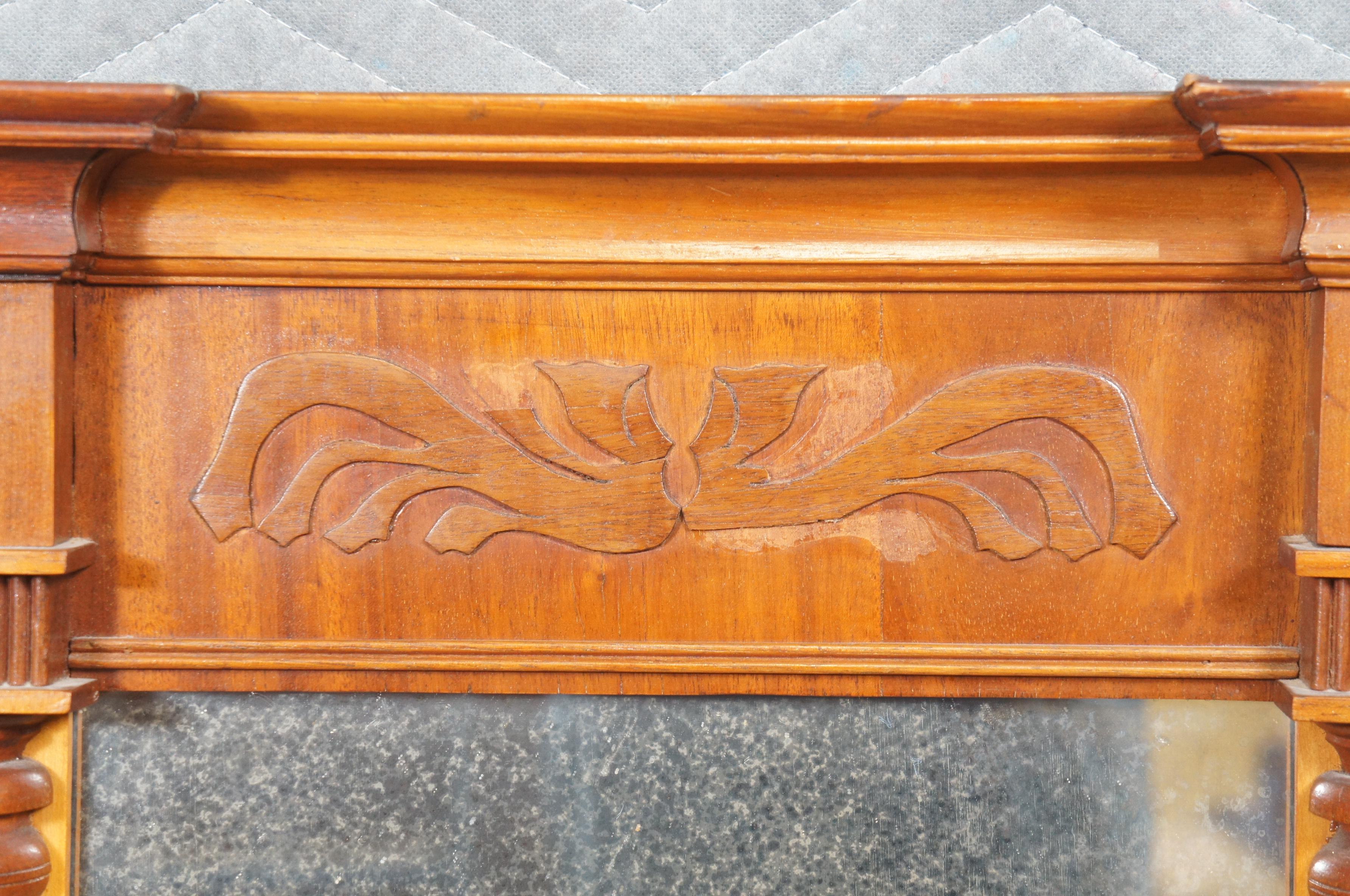 Antiguo Espejo de Mantel Federal de Caoba Tallada Trumeau Pier de 35 en venta 3
