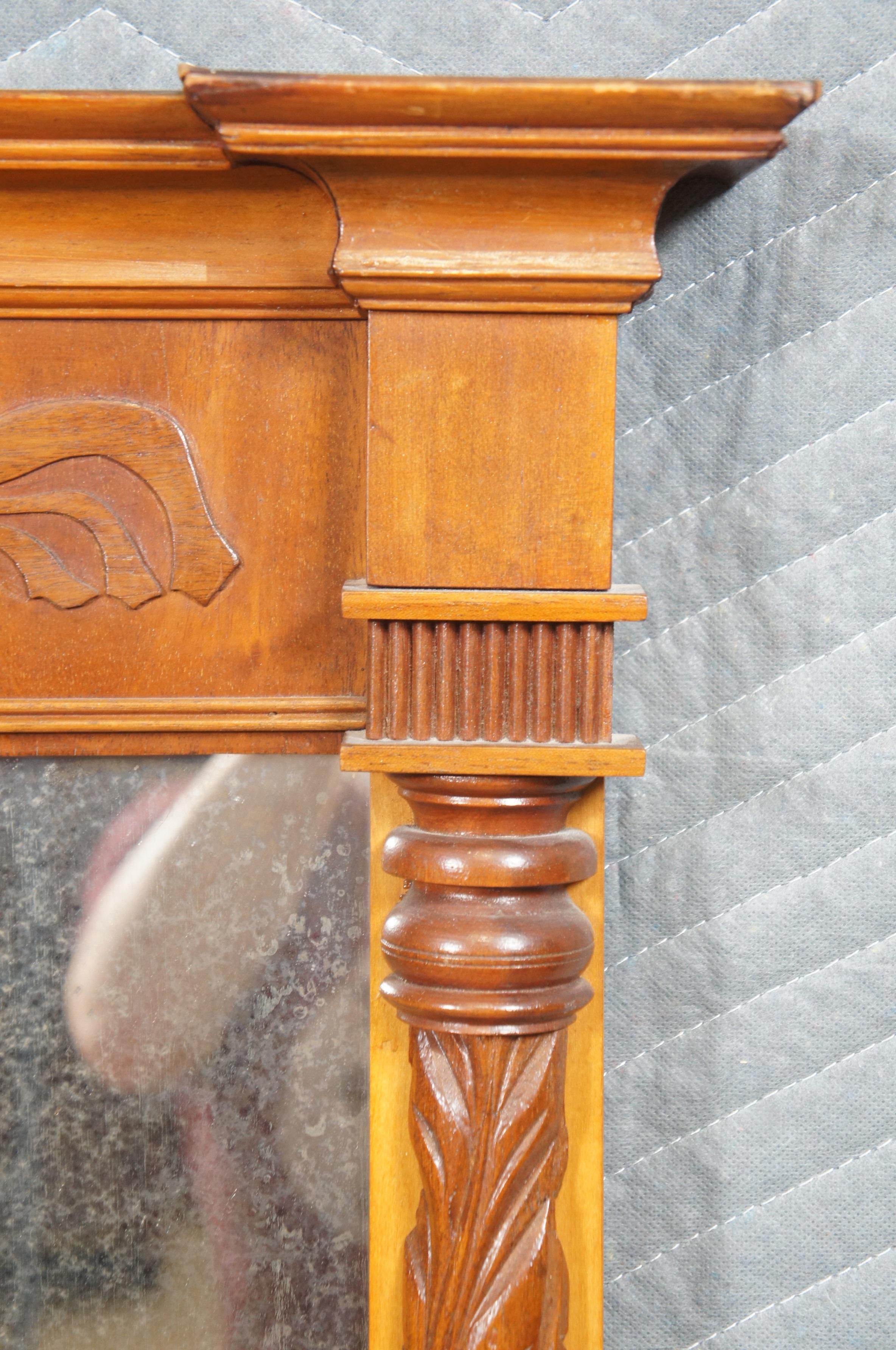 Antiguo Espejo de Mantel Federal de Caoba Tallada Trumeau Pier de 35 en venta 4