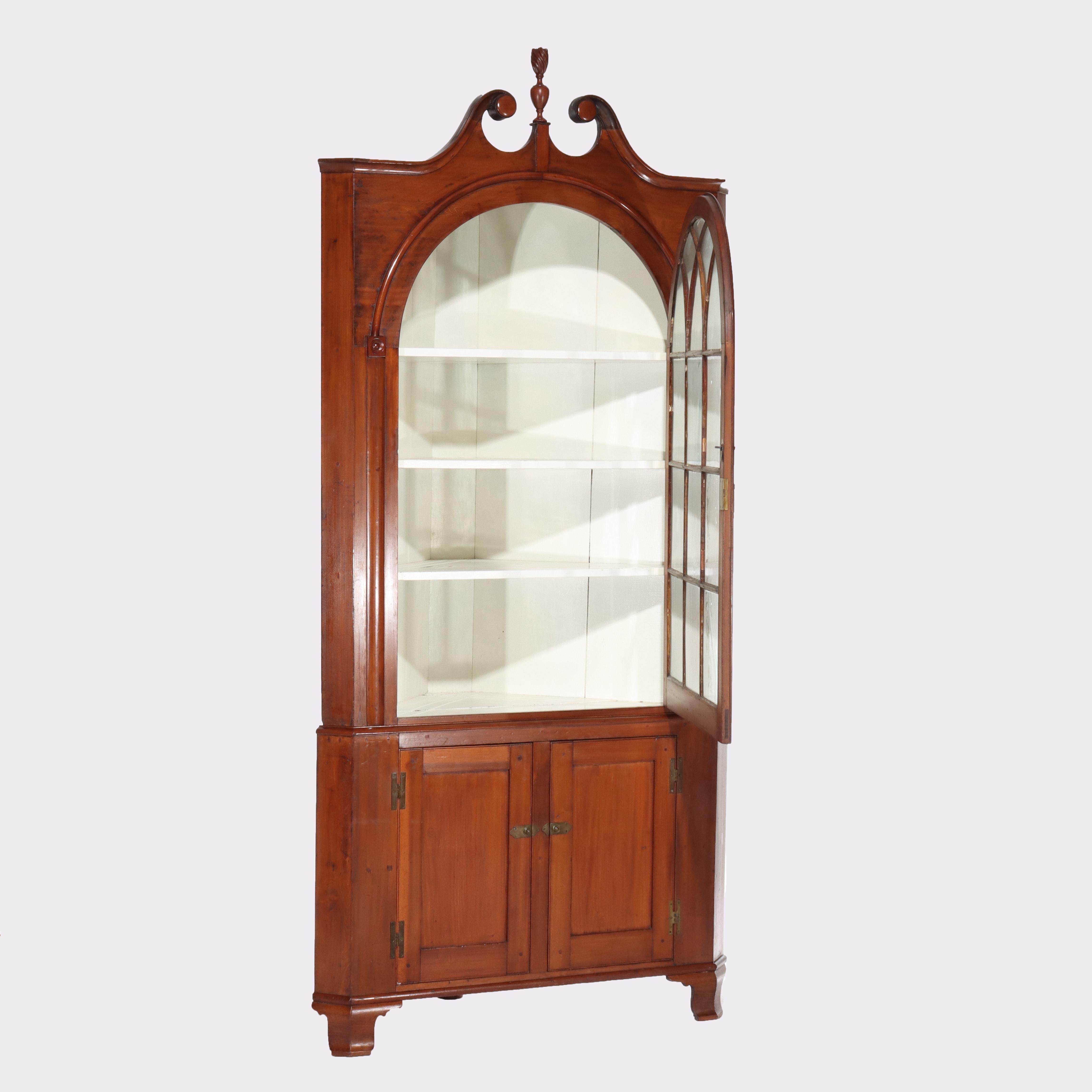 Antique Federal Cherry Hepplewhite Corner Cabinet C1840 For Sale 8
