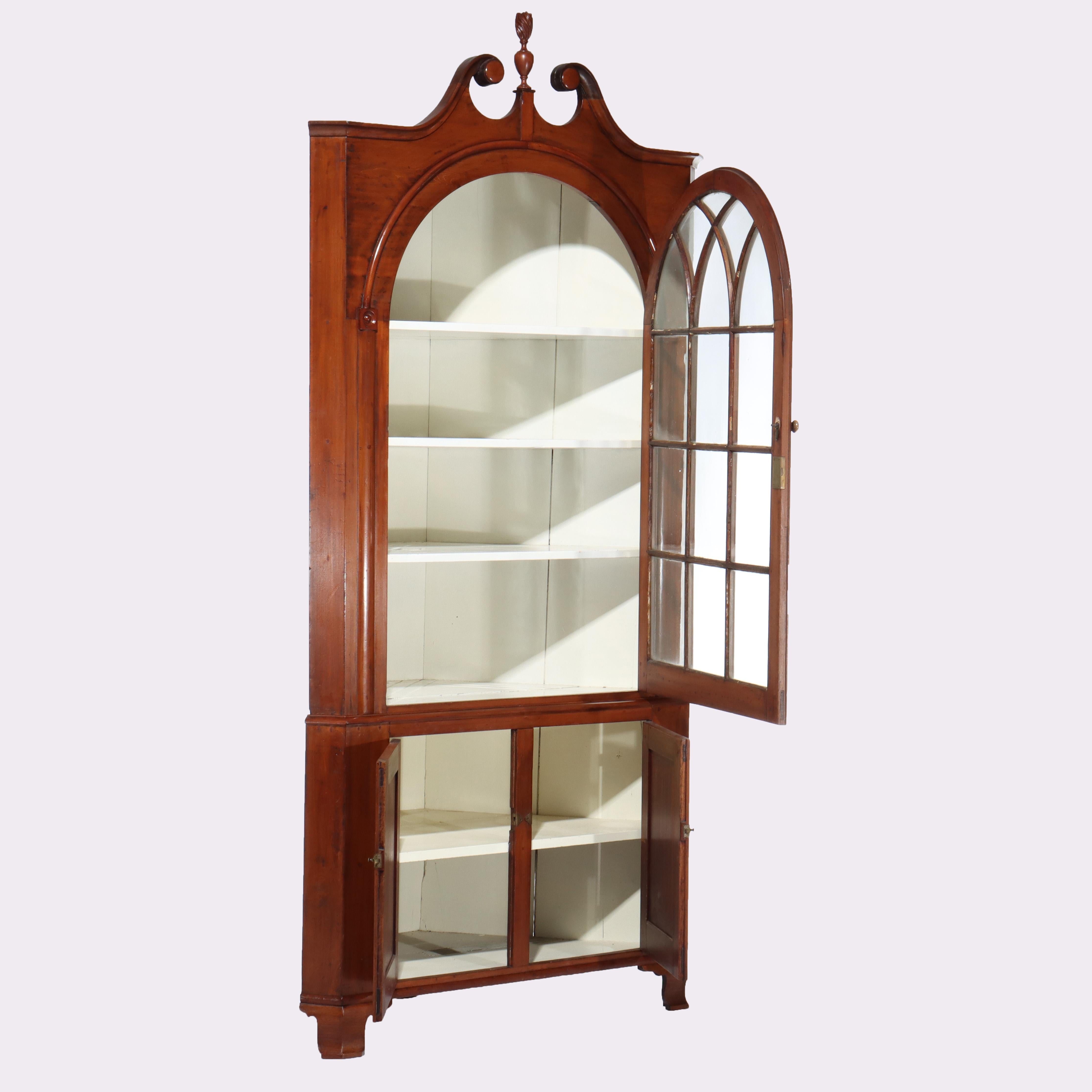 ***Reduced In-House Delivery Rates - Click on “Ask Seller” to Request a Quote***
Antique Federal Cherry Hepplewhite Corner Cabinet C1840.   
Measures - 93.5