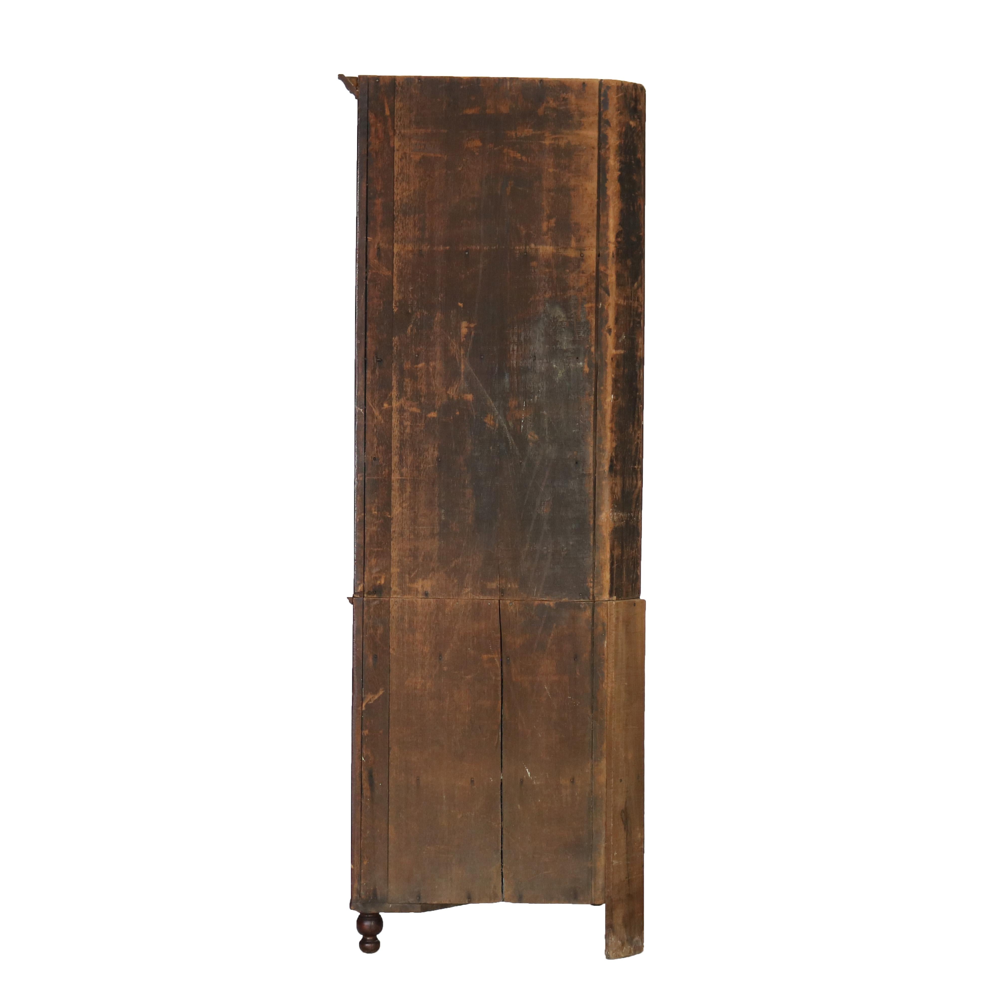 Antique Federal Cherry Two-Piece Corner Cupboard with 12-Panel Glass Door C1830 10