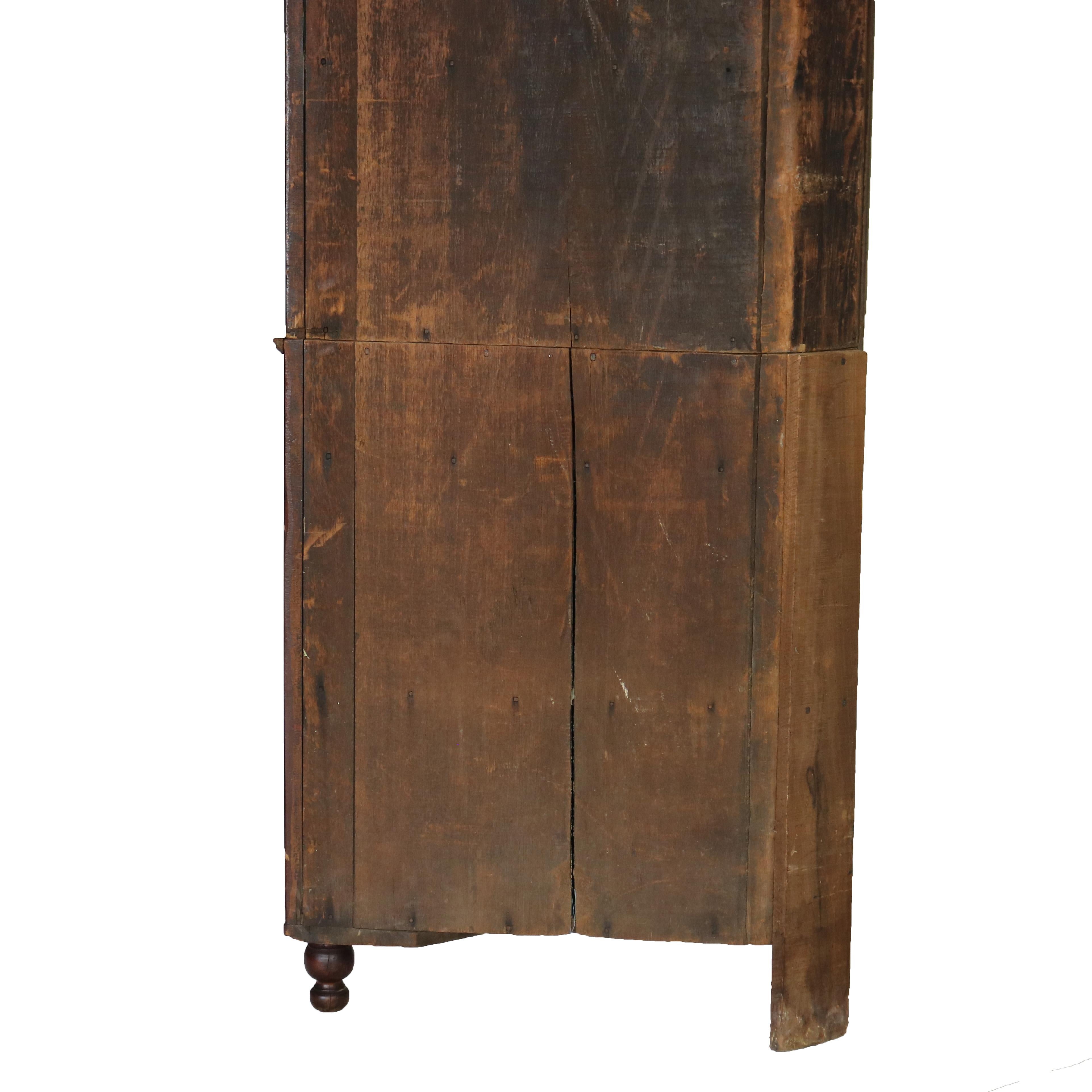 Antique Federal Cherry Two-Piece Corner Cupboard with 12-Panel Glass Door C1830 11