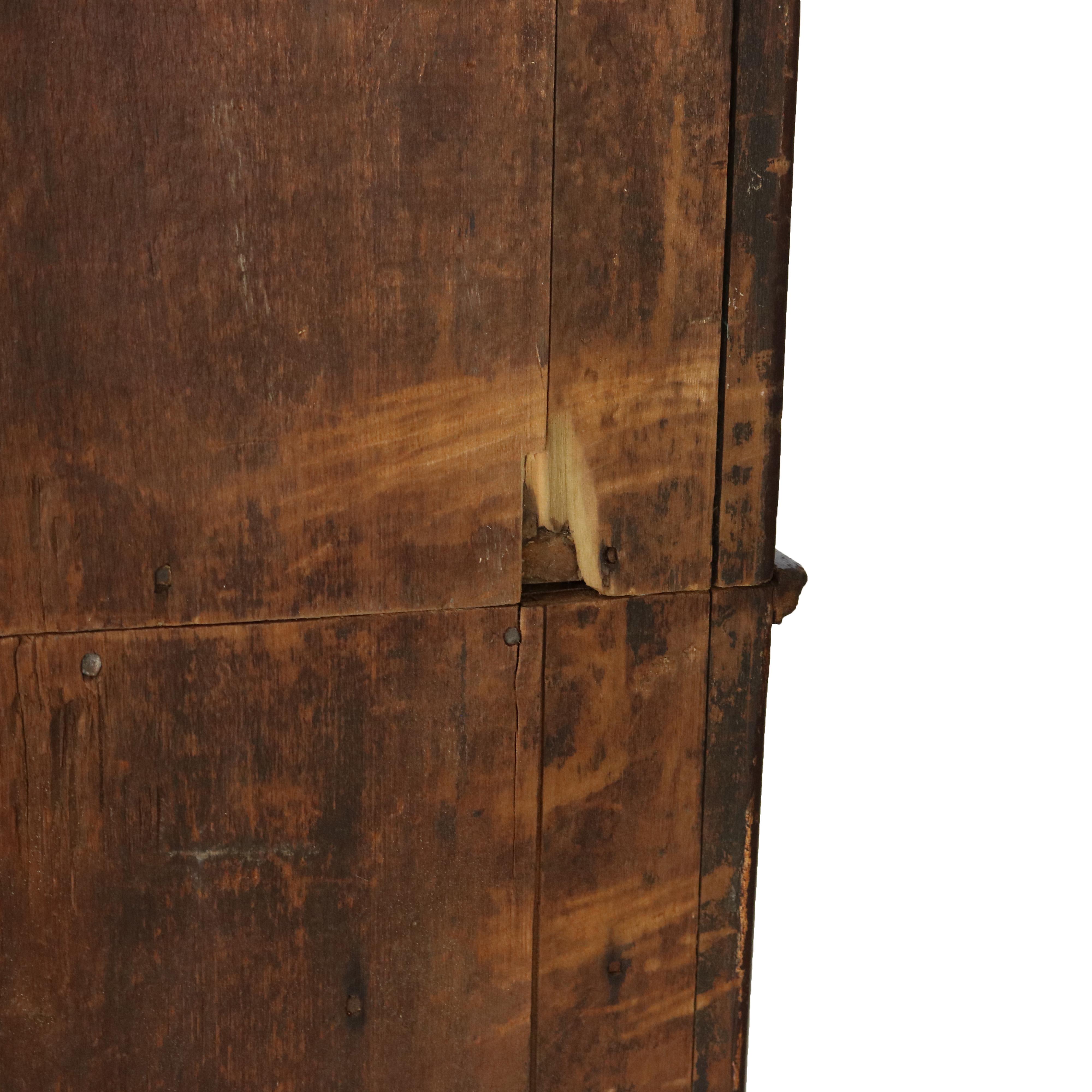 Antique Federal Cherry Two-Piece Corner Cupboard with 12-Panel Glass Door C1830 12