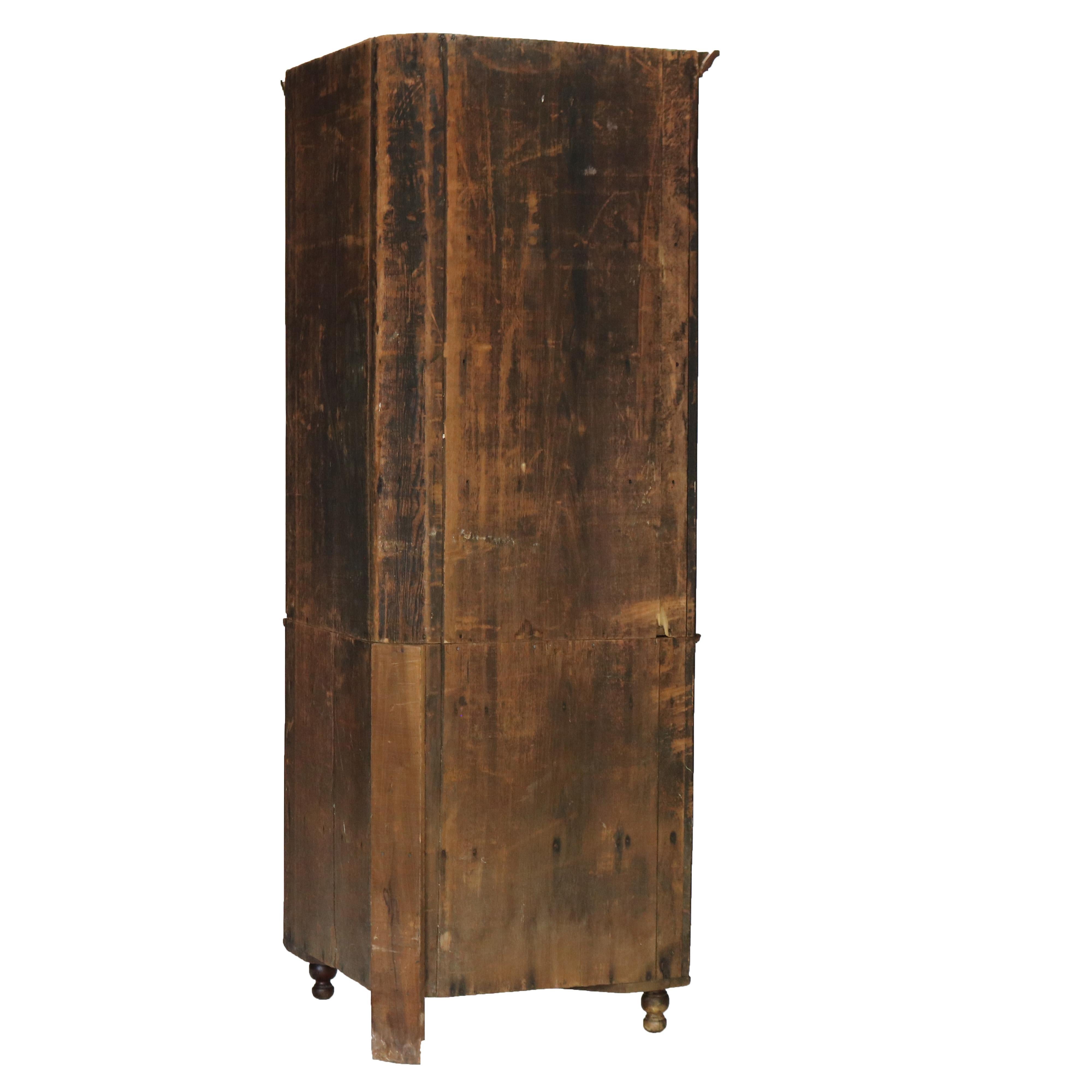 Antique Federal Cherry Two-Piece Corner Cupboard with 12-Panel Glass Door C1830 14