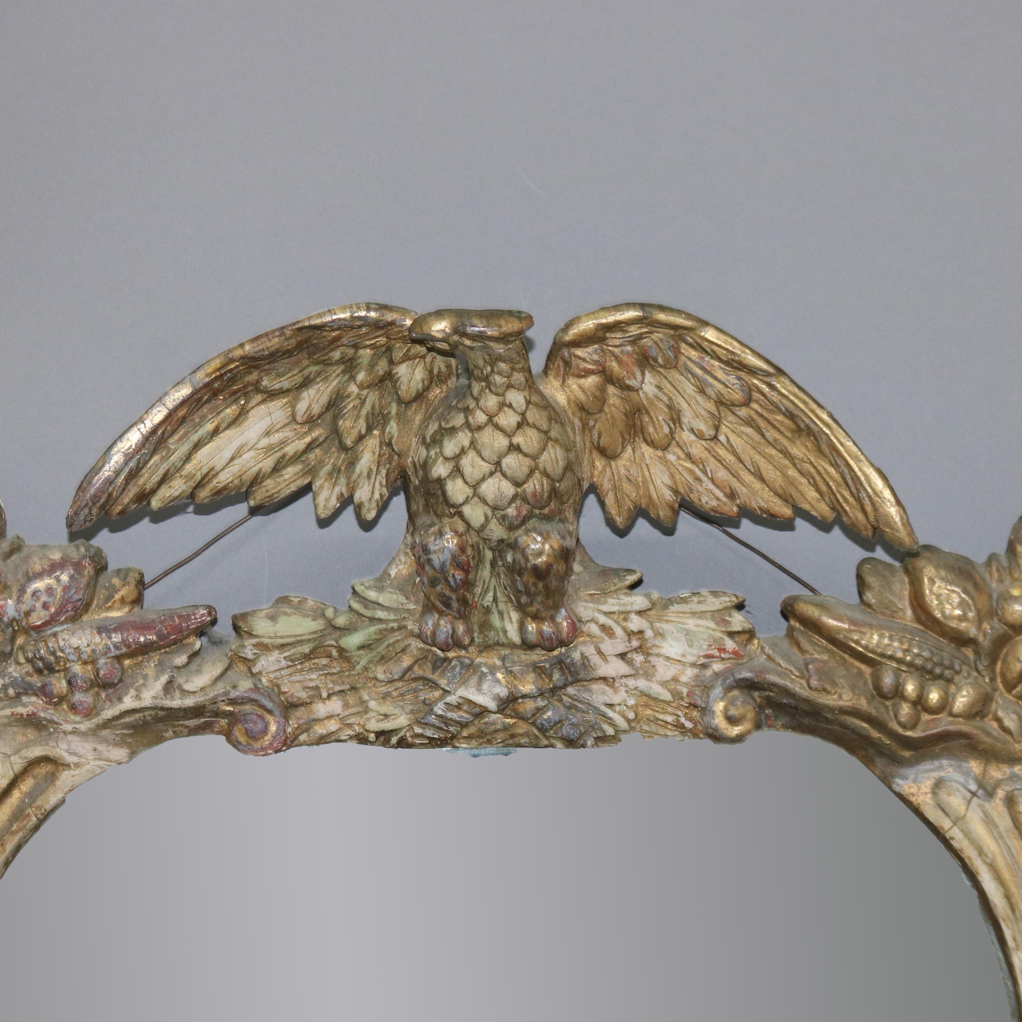 ***Reduced Delivery Rates - See Below or Click “Ask The Seller” to Request a Quote***

Antique Federal Cornucopia & Figural Eagle Giltwood Wall Mirror C1850

Measures - 24 1/4