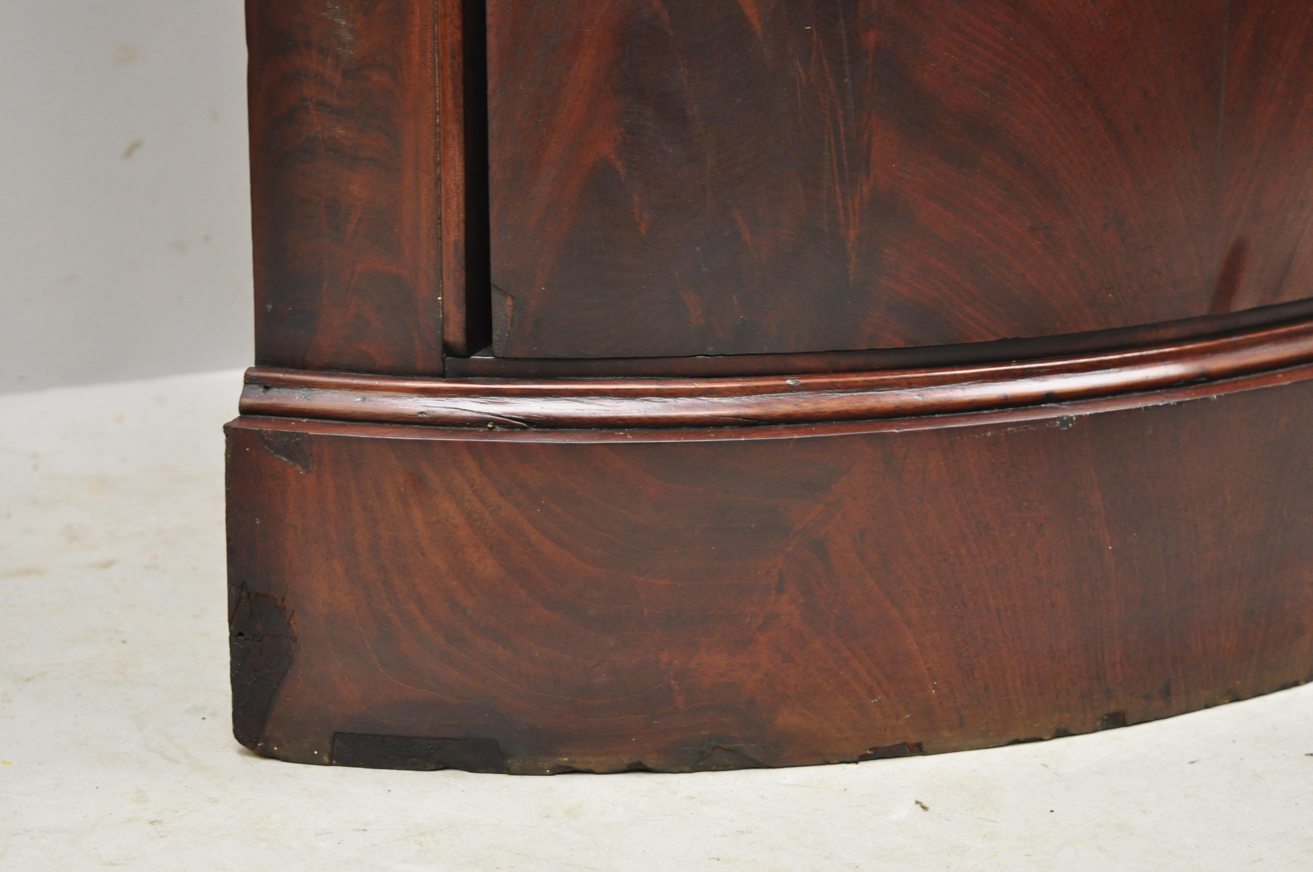 Antique Federal Crotch Mahogany Small Corner Cabinet Cupboard Pedestal Stand 3