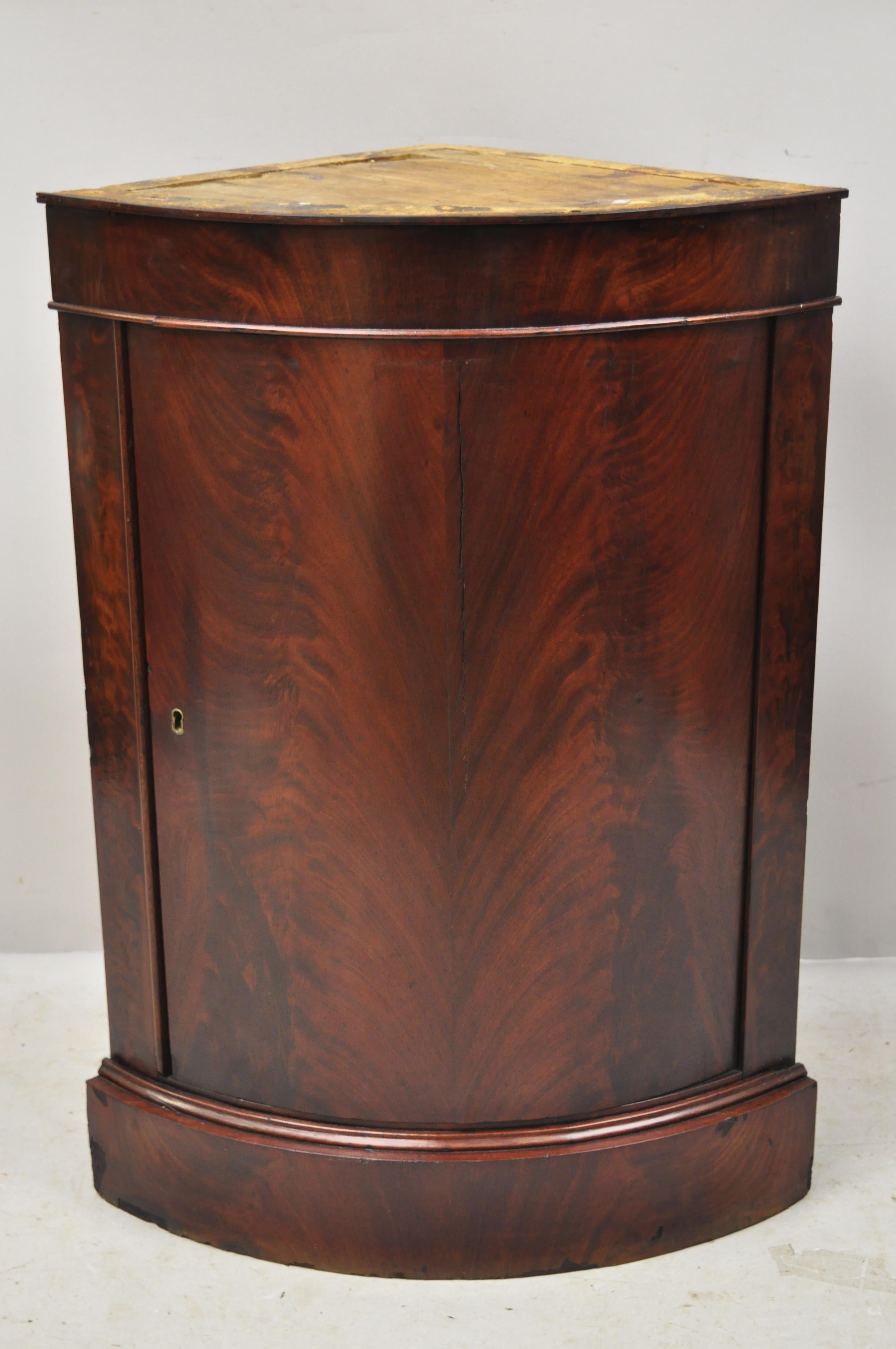 Antique Federal Crotch Mahogany Small Corner Cabinet Cupboard Pedestal Stand 5