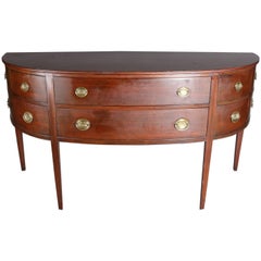 Antique Federal Demilune Six-Drawer Mahogany 
Bronze Sideboard, 20th Century