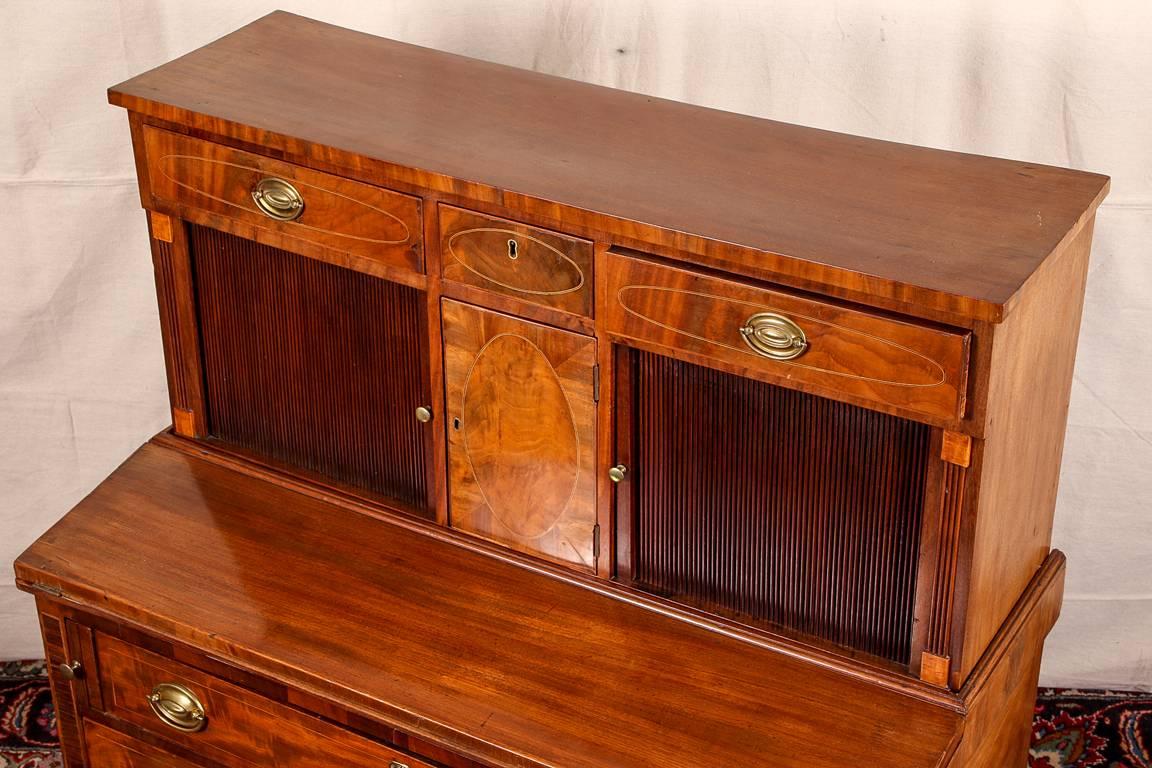 Antique Federal Drop Front Tambour Desk 1