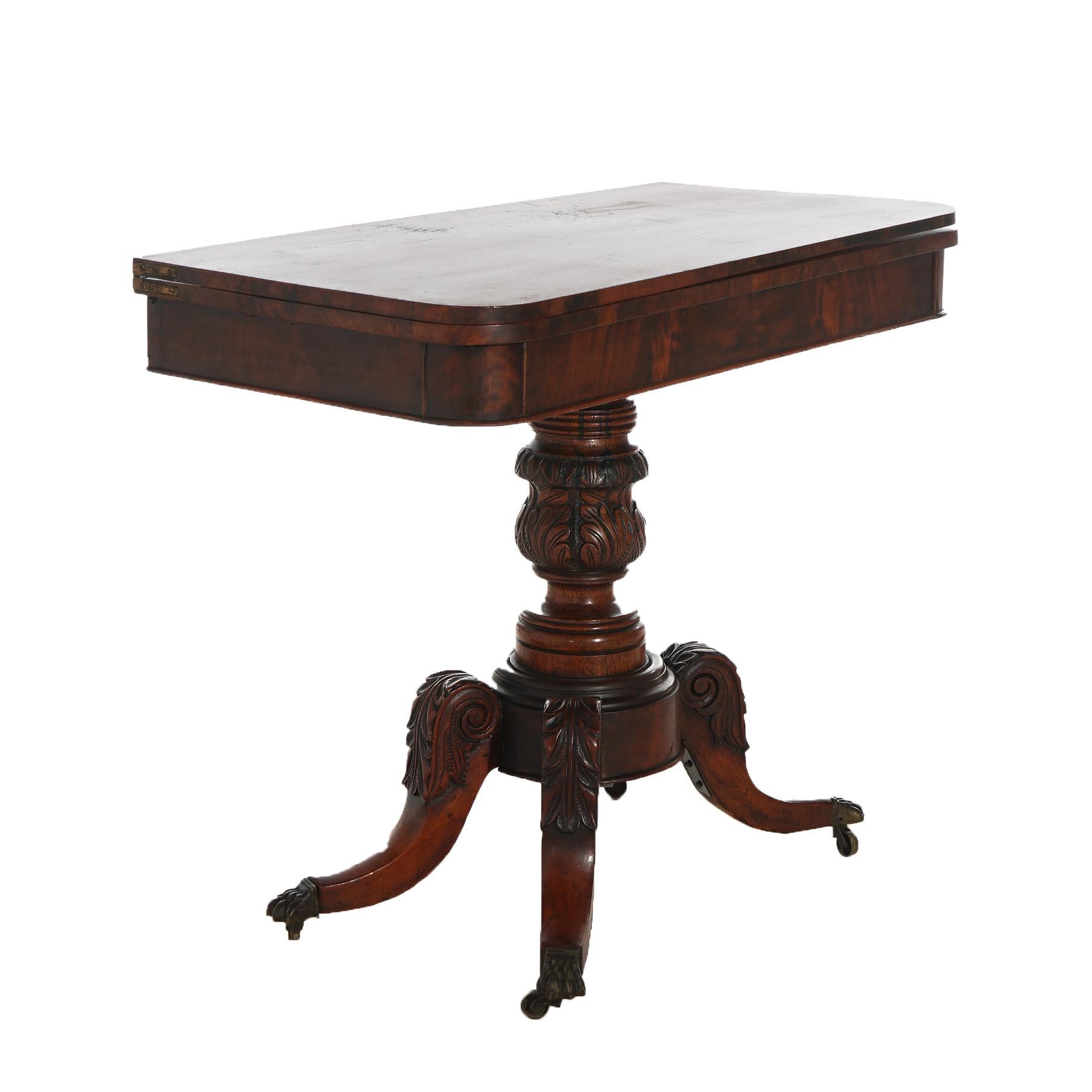 Ancienne table à cartes en acajou sculpté de style Feder Duncan Phyfe C1830 en vente 6