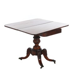 Antique Federal Duncan Phyfe Style Acanthus Carved Mahogany Card Table C1830